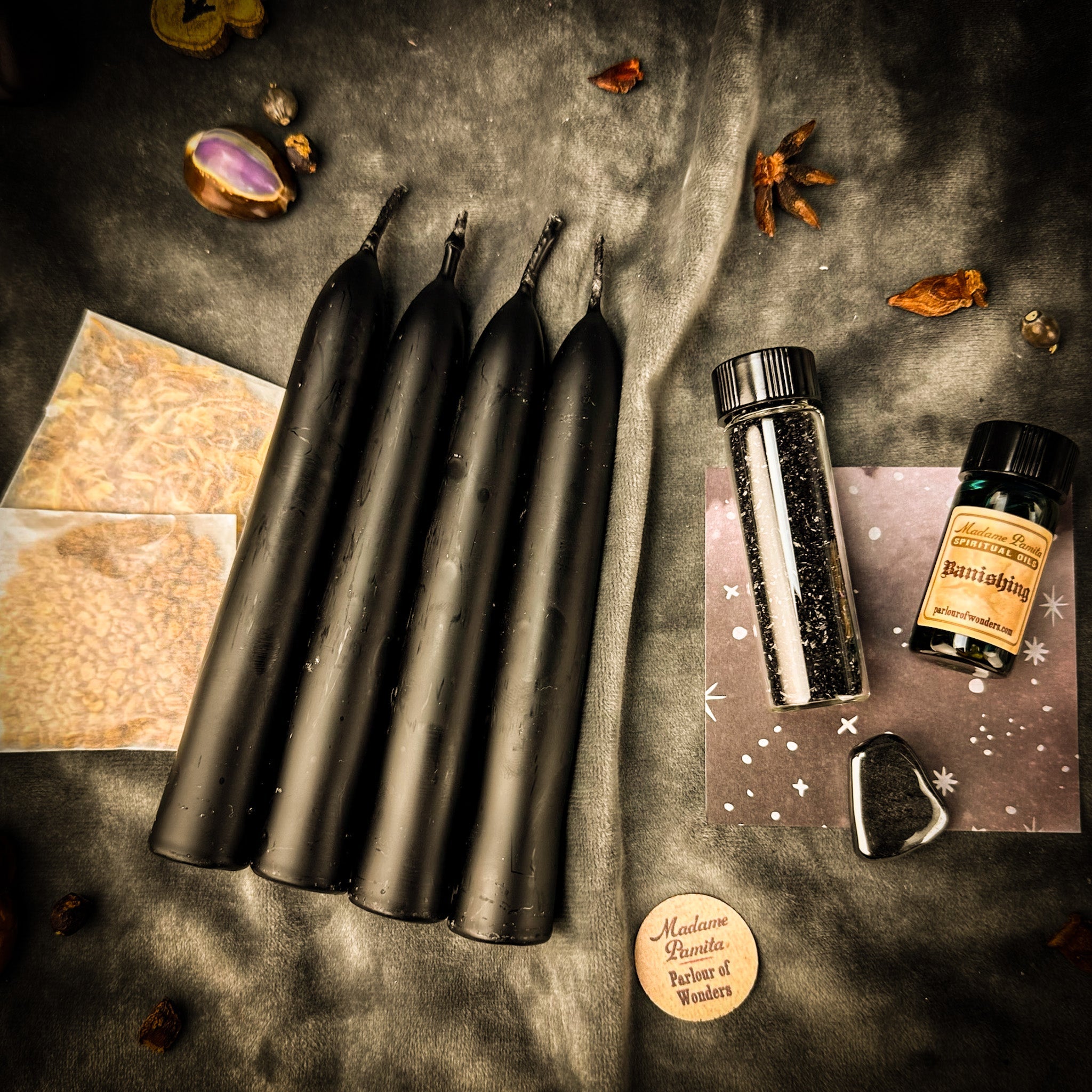 Banishing Candle Spell Booster Pack from Parlour of Wonders, includes ingredients to enhance removal and banishing candle spells.