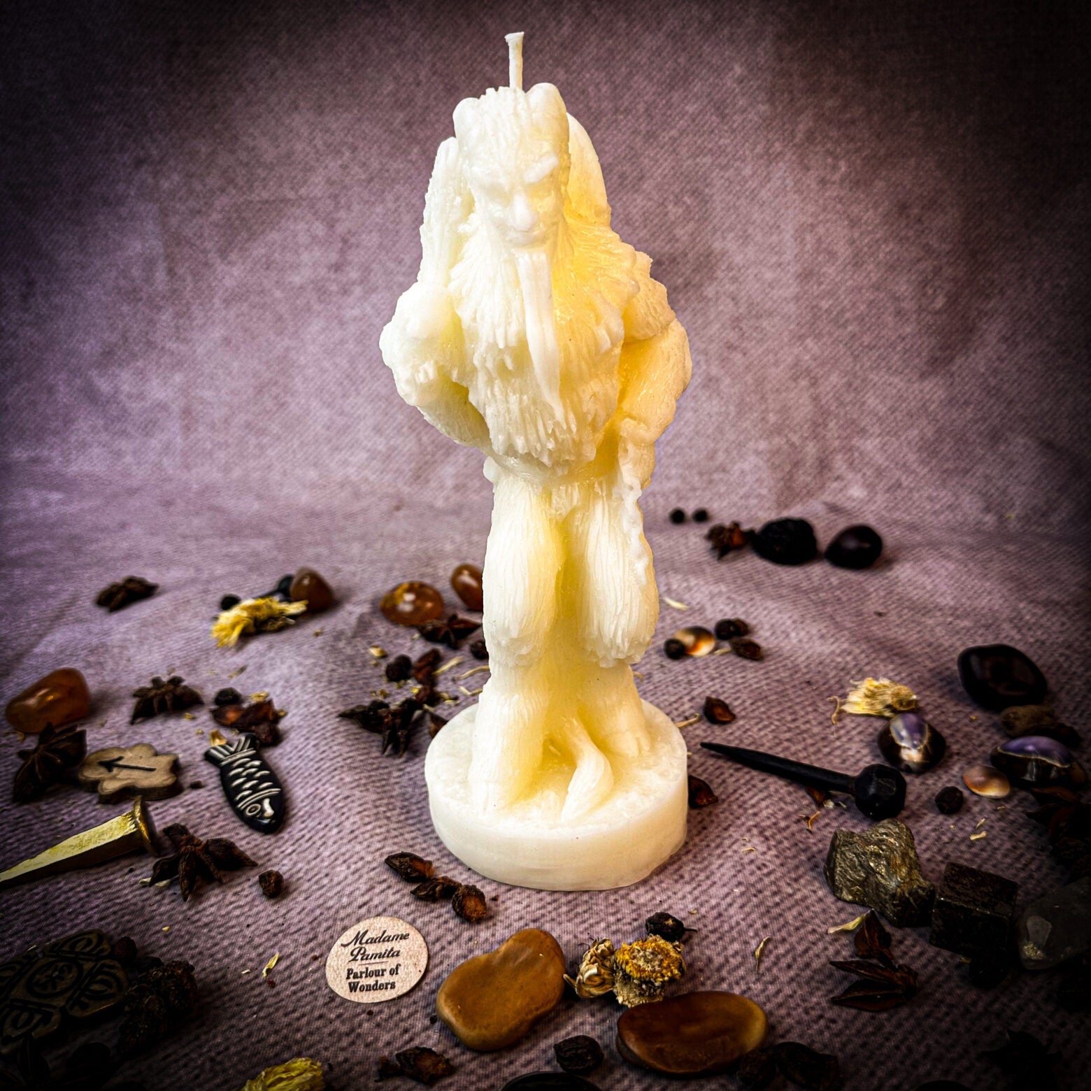 Parlour of Wonders Krampus Better Behavior Candle Spell Kit with black candles and spell tools for behavior change.