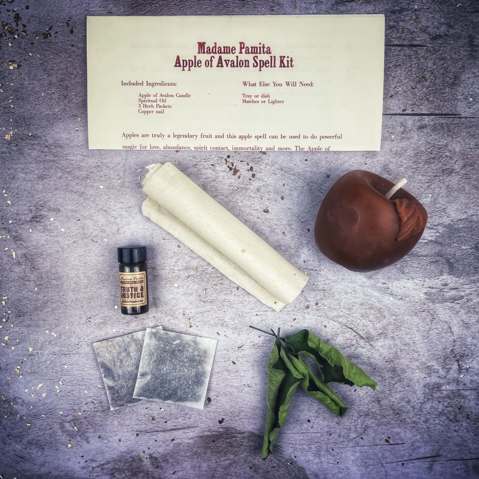 Apple of Avalon Candle Spell Kit by Parlour of Wonders with black candles and ritual tools for love, abundance, and ancient magic.