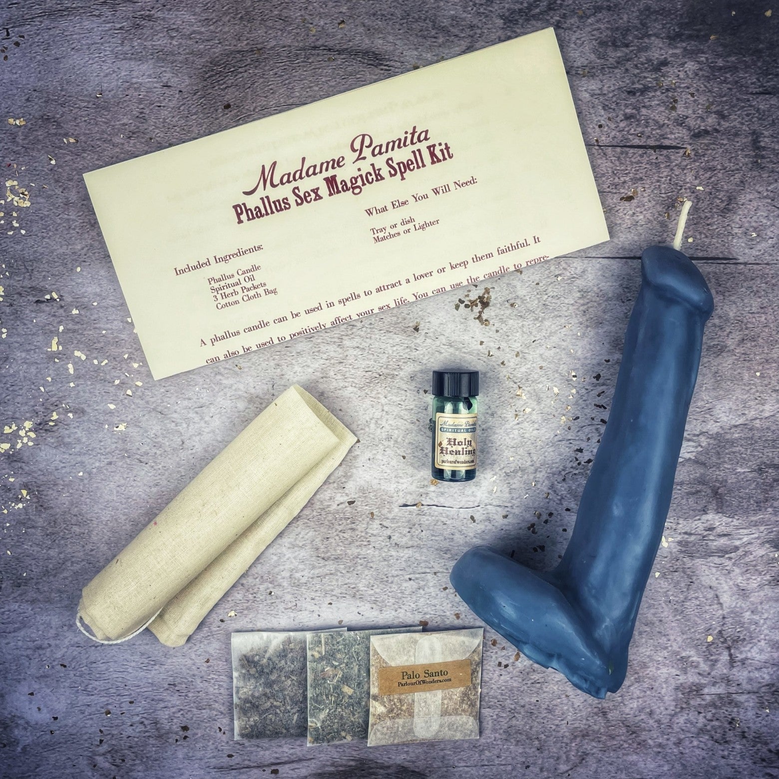 Black Phallus Sex Magick Candle Spell Kit by Parlour of Wonders for sexual power and attraction spell rituals.
