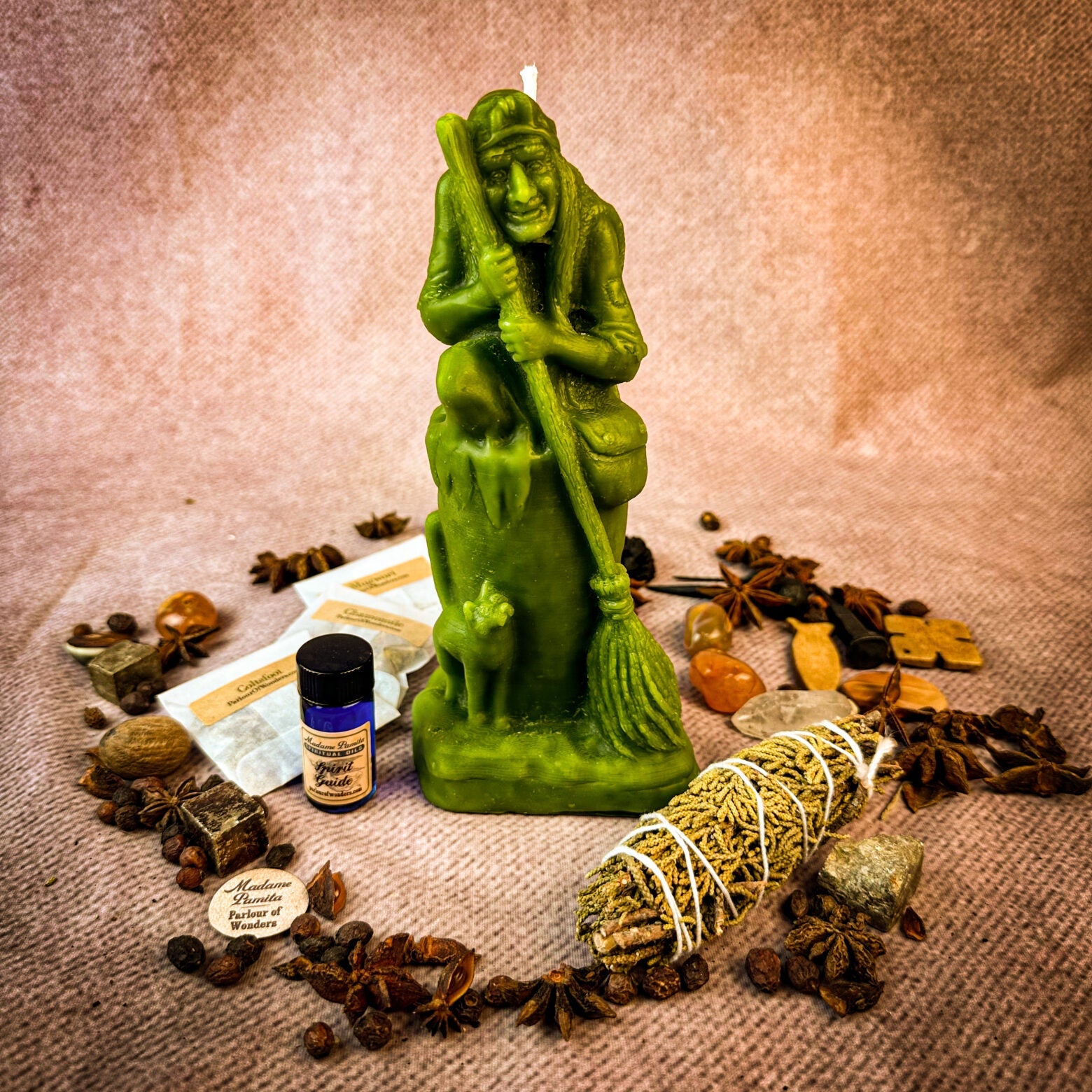 Blessings of Baba Yaga Candle Spell Kit by Parlour of Wonders, including black candles and ritual tools for wisdom and protection.