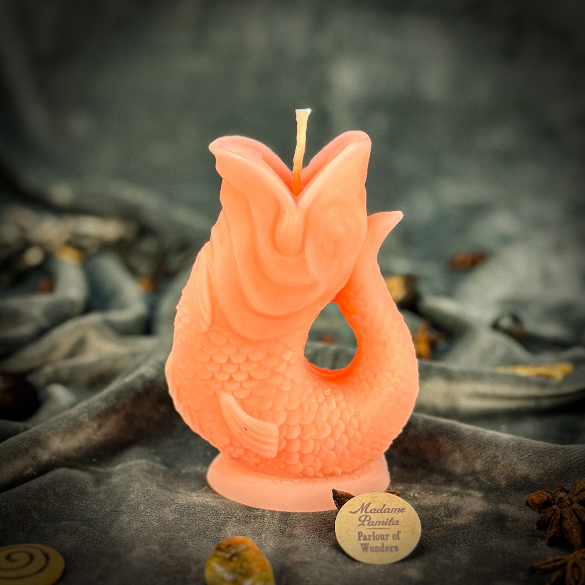 Blue Magic Fish Wishing Candle Spell Kit by Parlour of Wonders for manifestation and dream magic, featuring candles and mystical symbols.