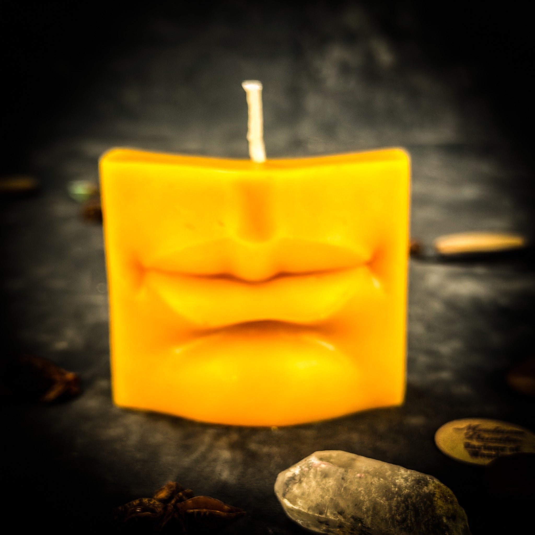Blue Ex-Voto Mouth Candle Spell Kit by Parlour of Wonders for communication and healing magic, includes candles and ritual tools.