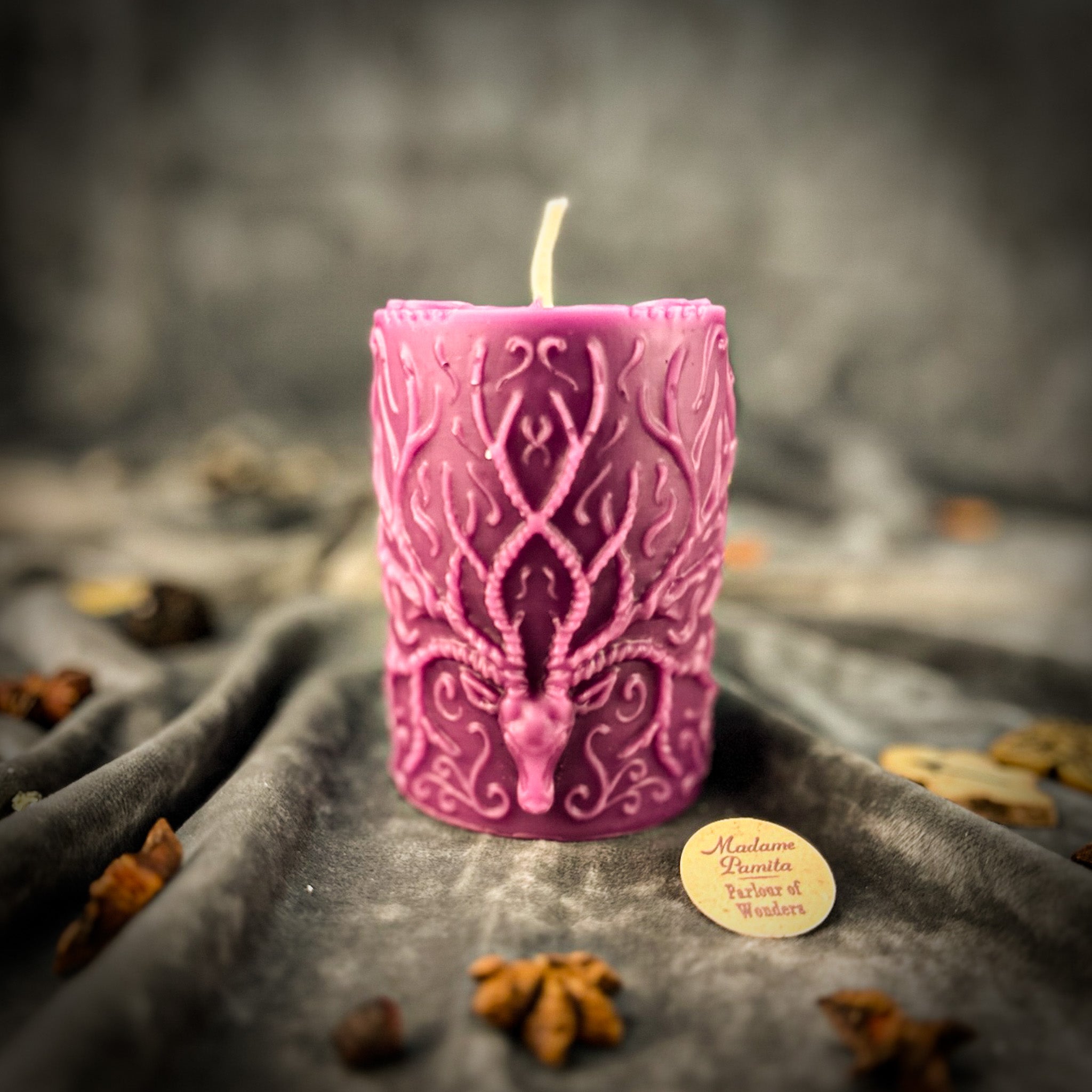 Parlour of Wonders Stag of the Quest Candle Spell Kit with brown wax, featuring spiritual symbols for guidance and life’s mission magic.
