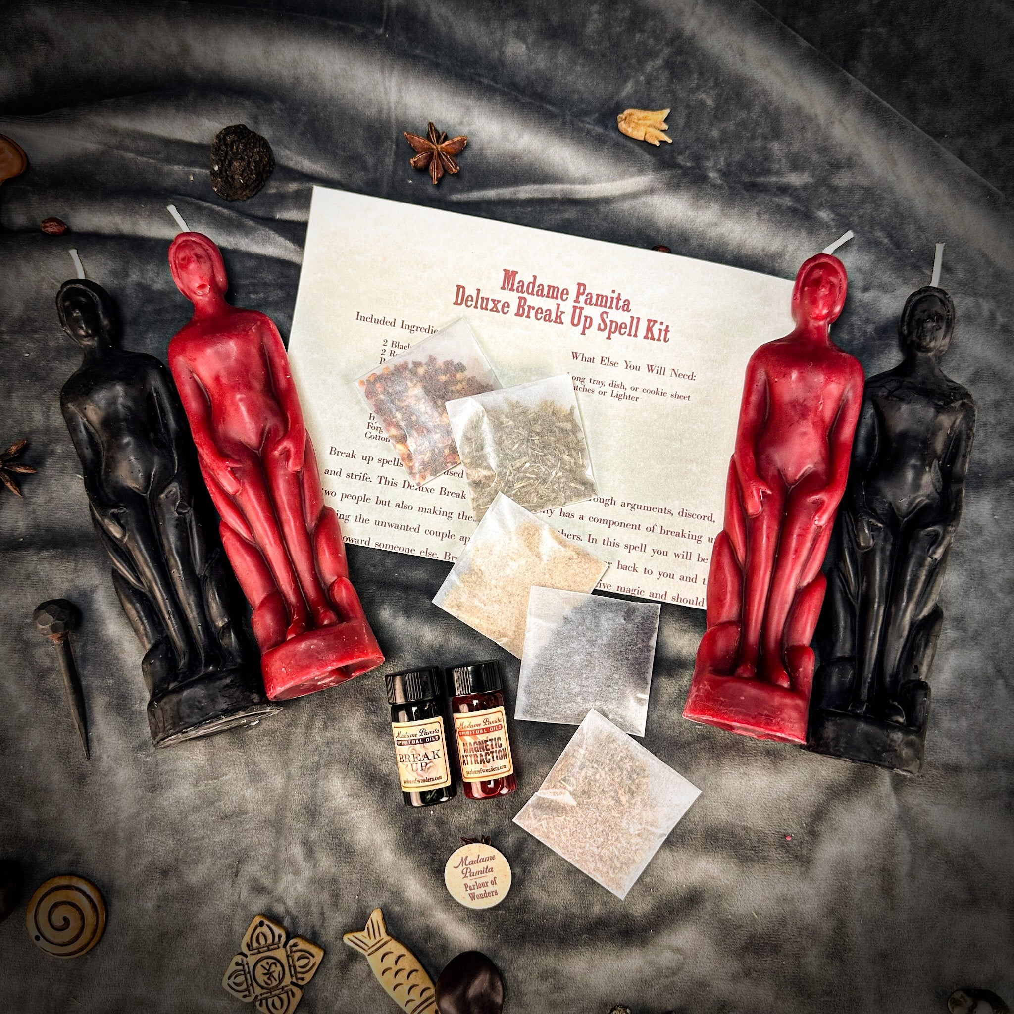 Deluxe Break Up Candle Spell Kit by Parlour of Wonders with candles, herbs, and tools for separation and love guidance.