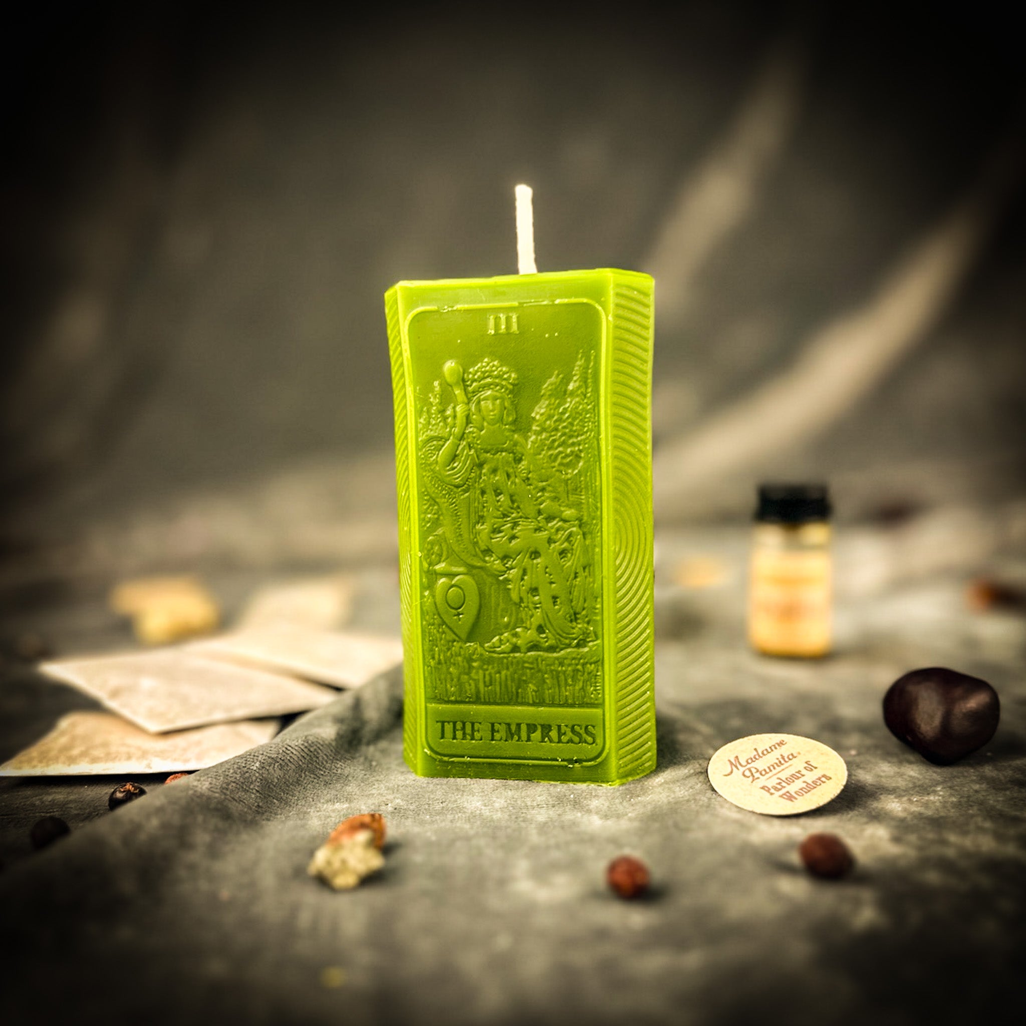 Green Empress Candle Spell Kit by Parlour of Wonders with candles and magical tools for abundance and creative power magic.