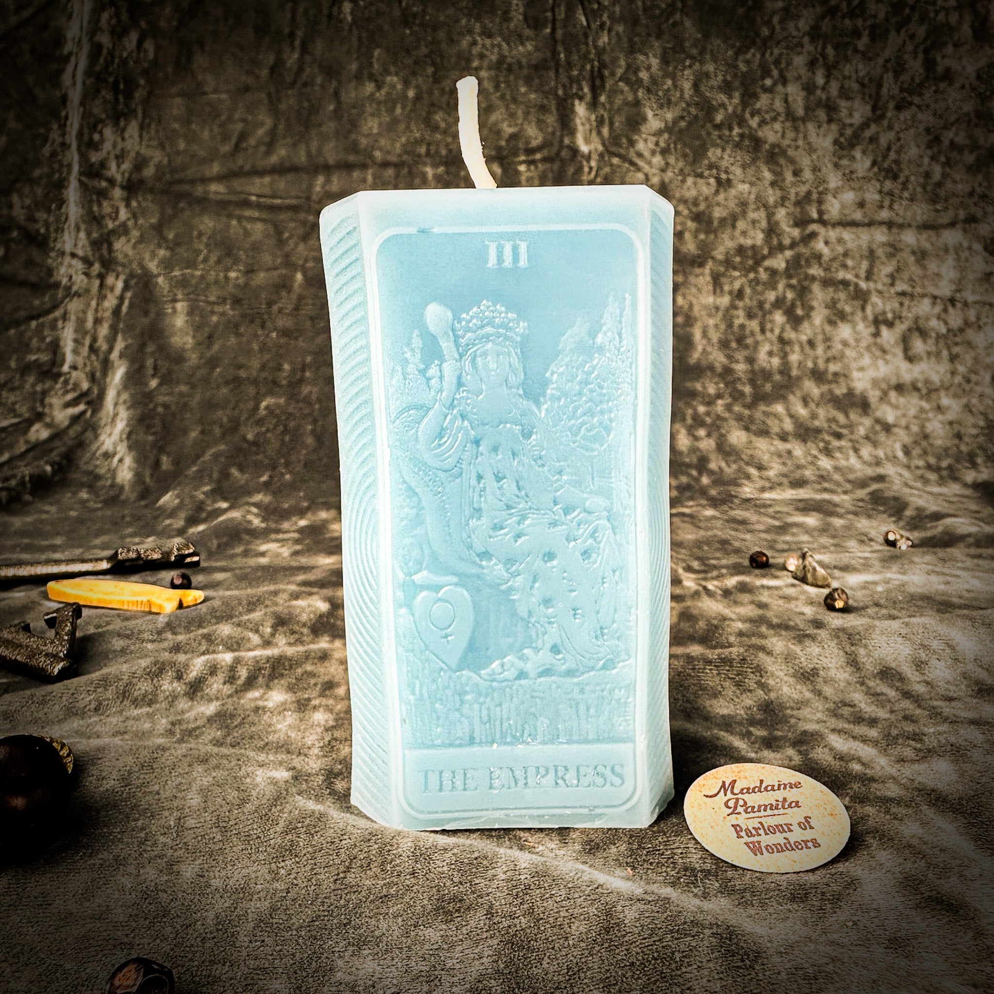 Green candle spell kit from Parlour of Wonders for abundance and creative power magic, featuring the Empress Candle Spell Kit.