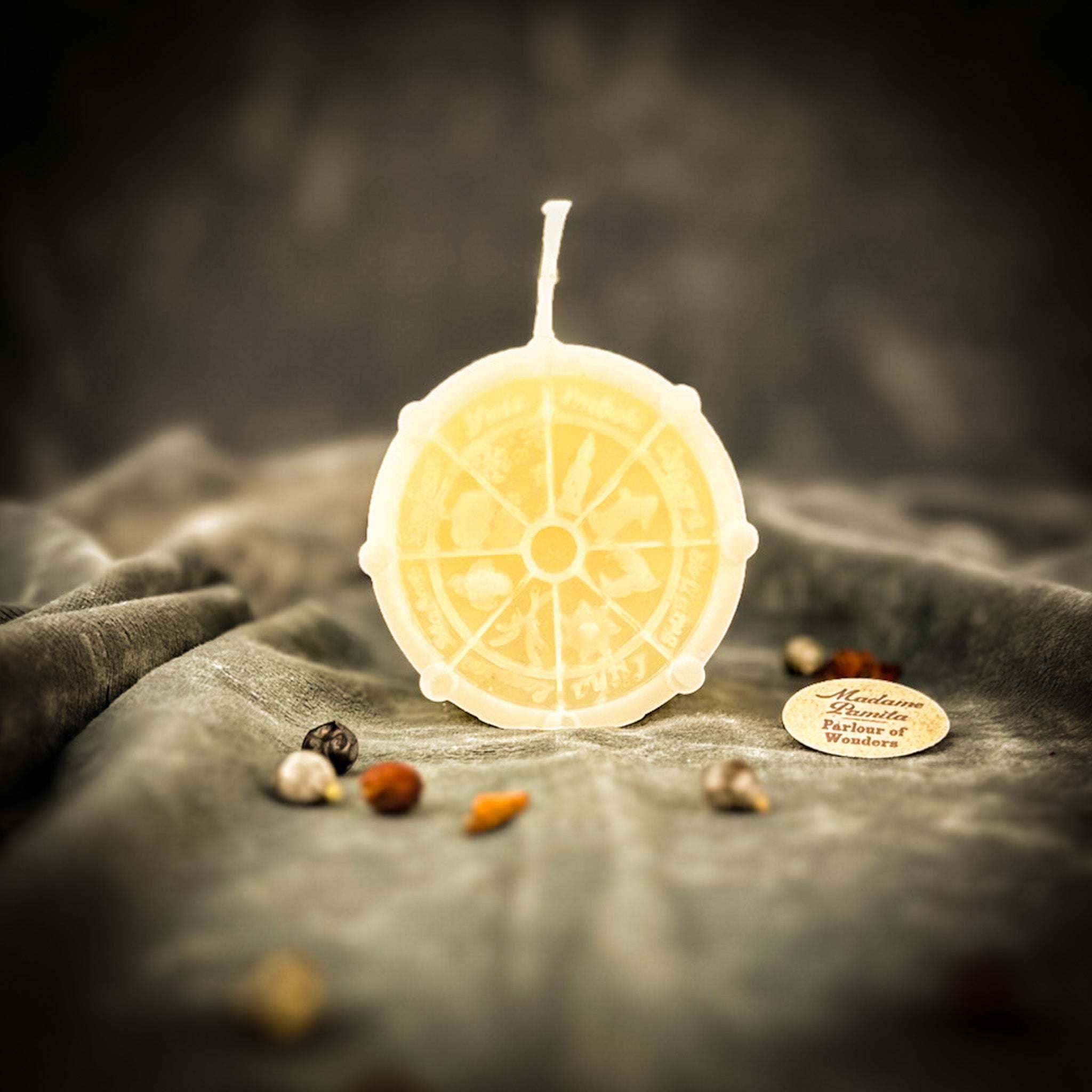 Parlour of Wonders Wheel of the Year Wishes Candle Spell Kit with orange candles for Sabbat celebrations and seasonal magic.