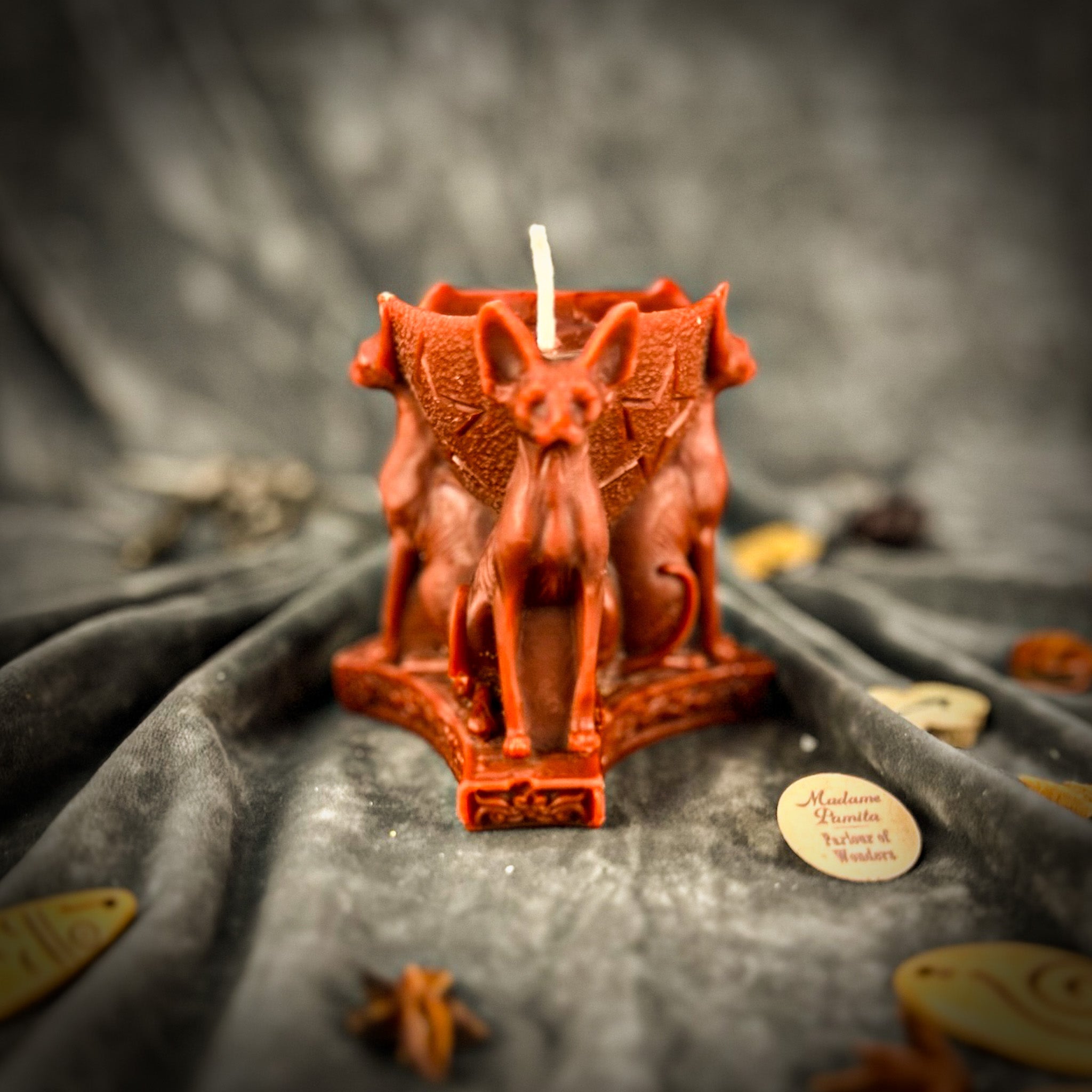 Parlour of Wonders Bastet Triple Protection Candle Spell Kit with orange candles for goddess protection and family magic.