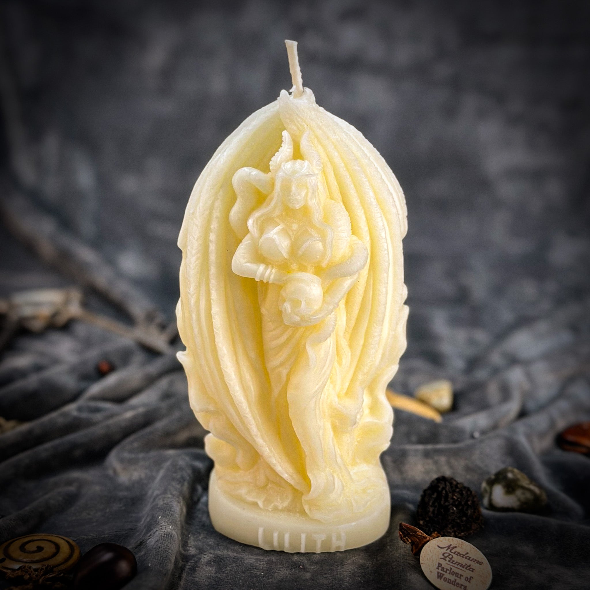 Parlour of Wonders Lilith Feminine Empowerment Candle Spell Kit with orange candles and goddess symbols for independence and magic.