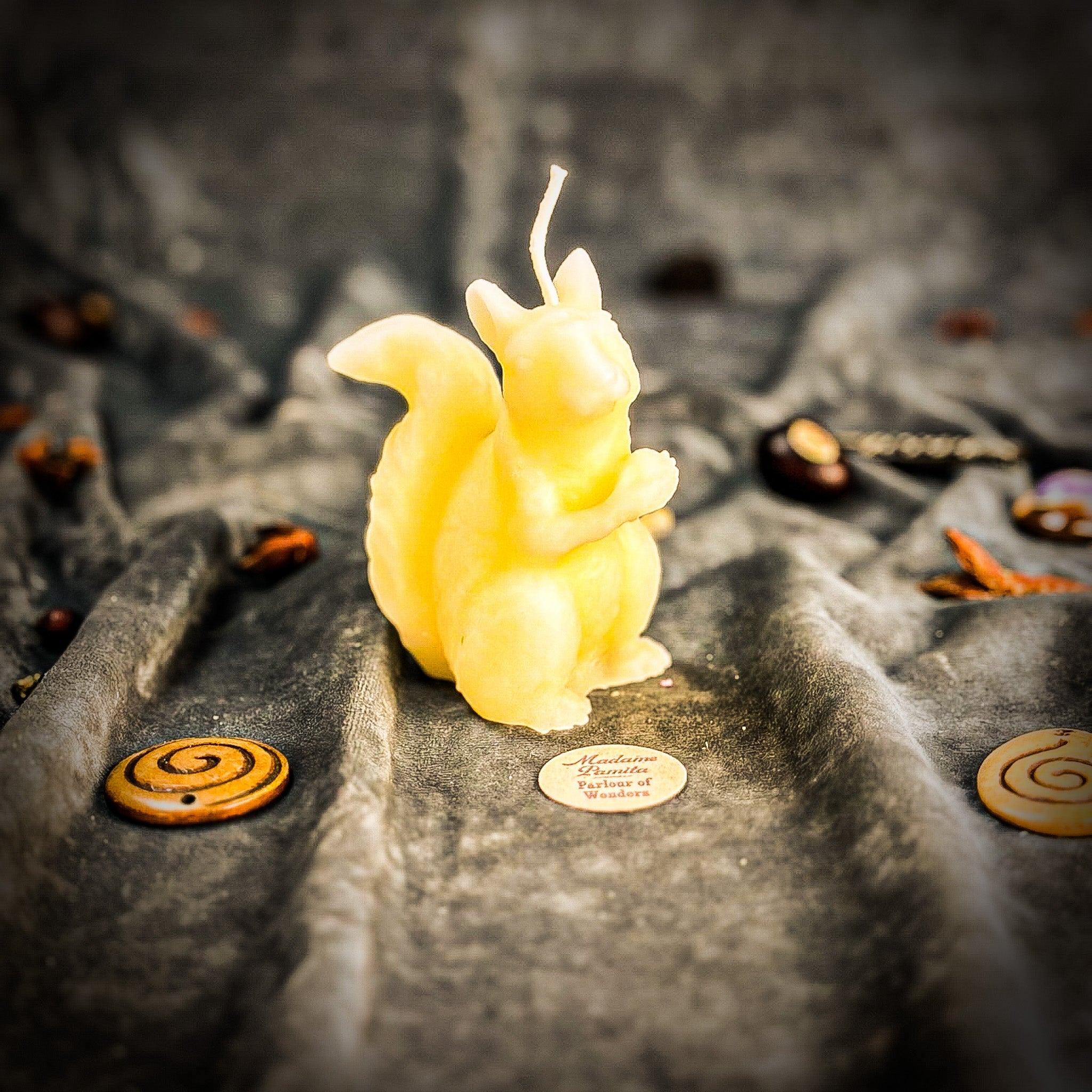 Orange Squirrel of Abundance Candle Spell Kit by Parlour of Wonders, designed for prosperity and wise investments magic.