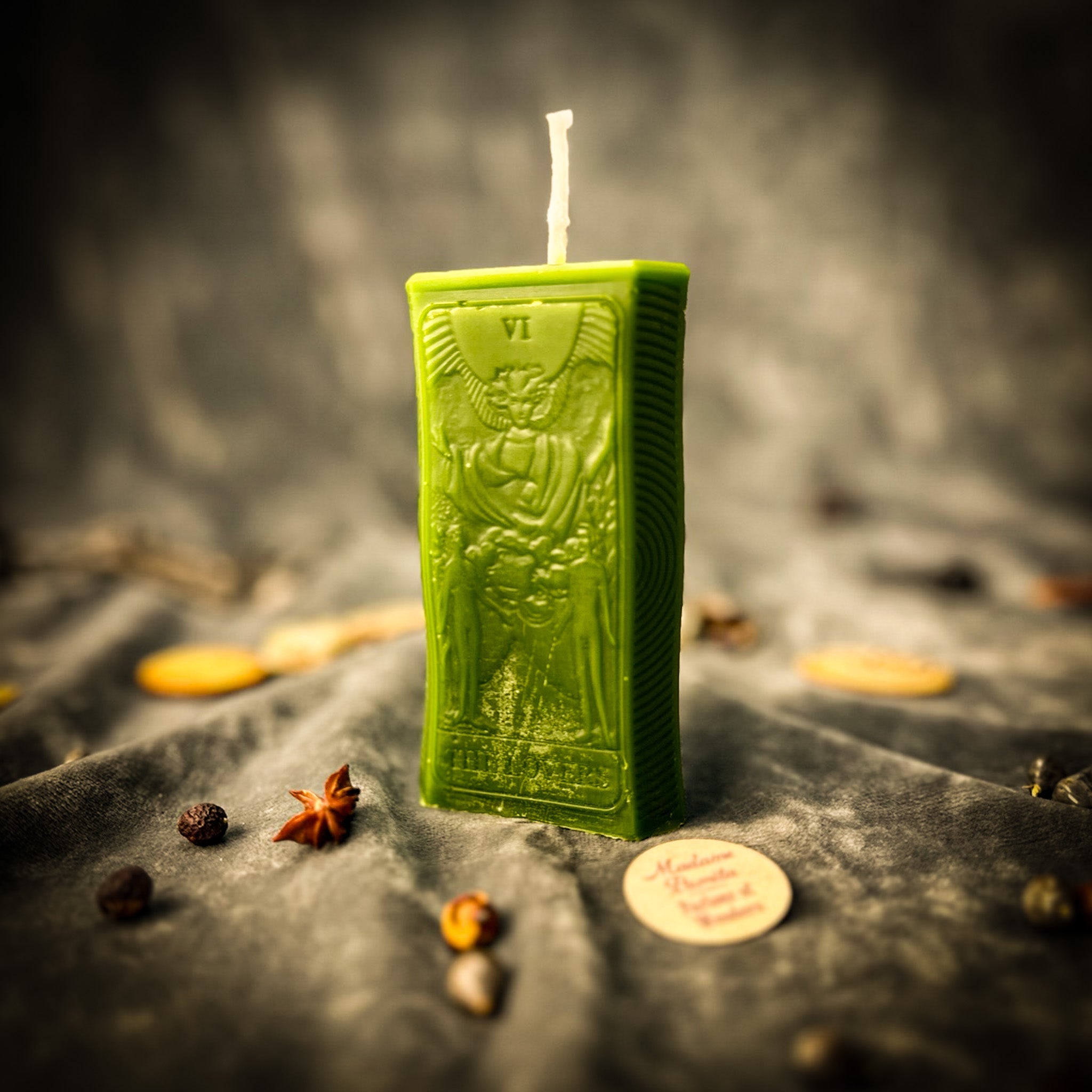 Parlour of Wonders Lovers Candle Spell Kit with orange candles for love and harmony magic, featuring ritual tools and spell ingredients.