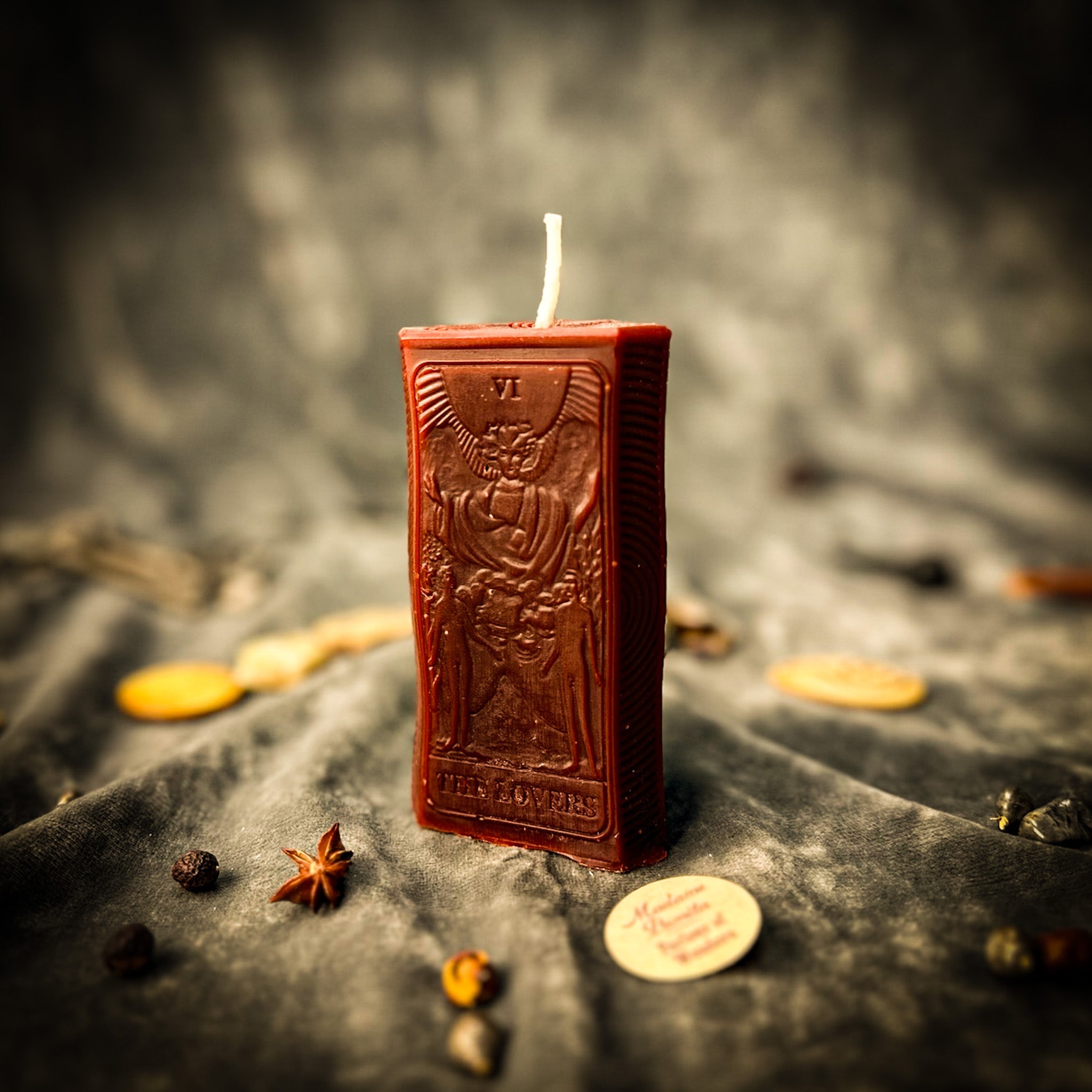 Parlour of Wonders Lovers Candle Spell Kit with orange candles for love and harmony magic, featuring ritual tools and spell ingredients.