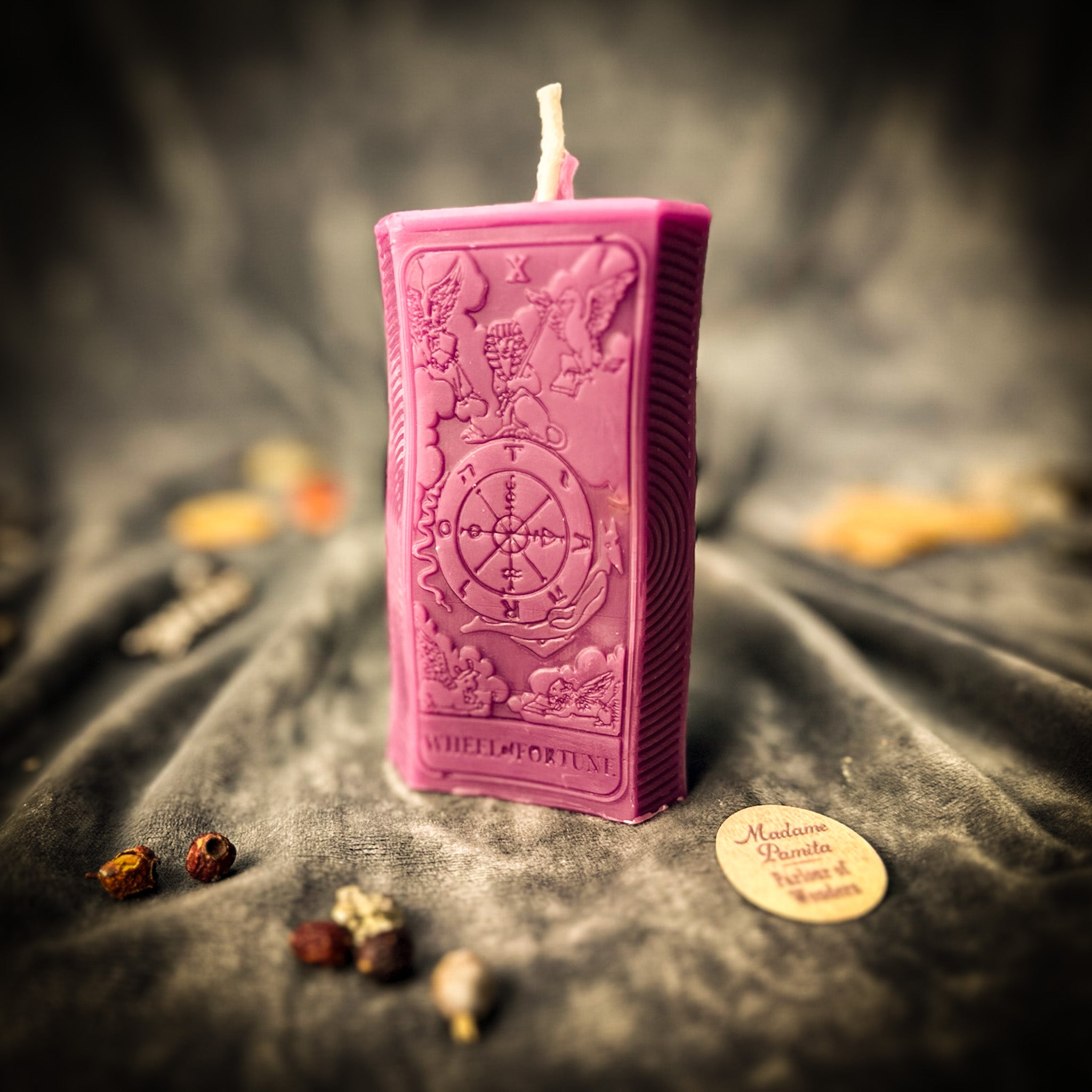 Orange Wheel of Fortune Candle Spell Kit by Parlour of Wonders, includes candles and tools for luck and opportunity magic.