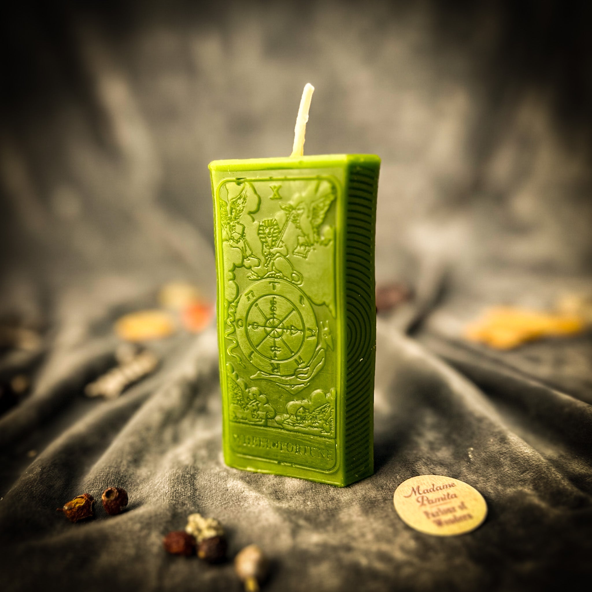 Orange Wheel of Fortune Candle Spell Kit by Parlour of Wonders for luck and opportunity magic, featuring candles and spell components.