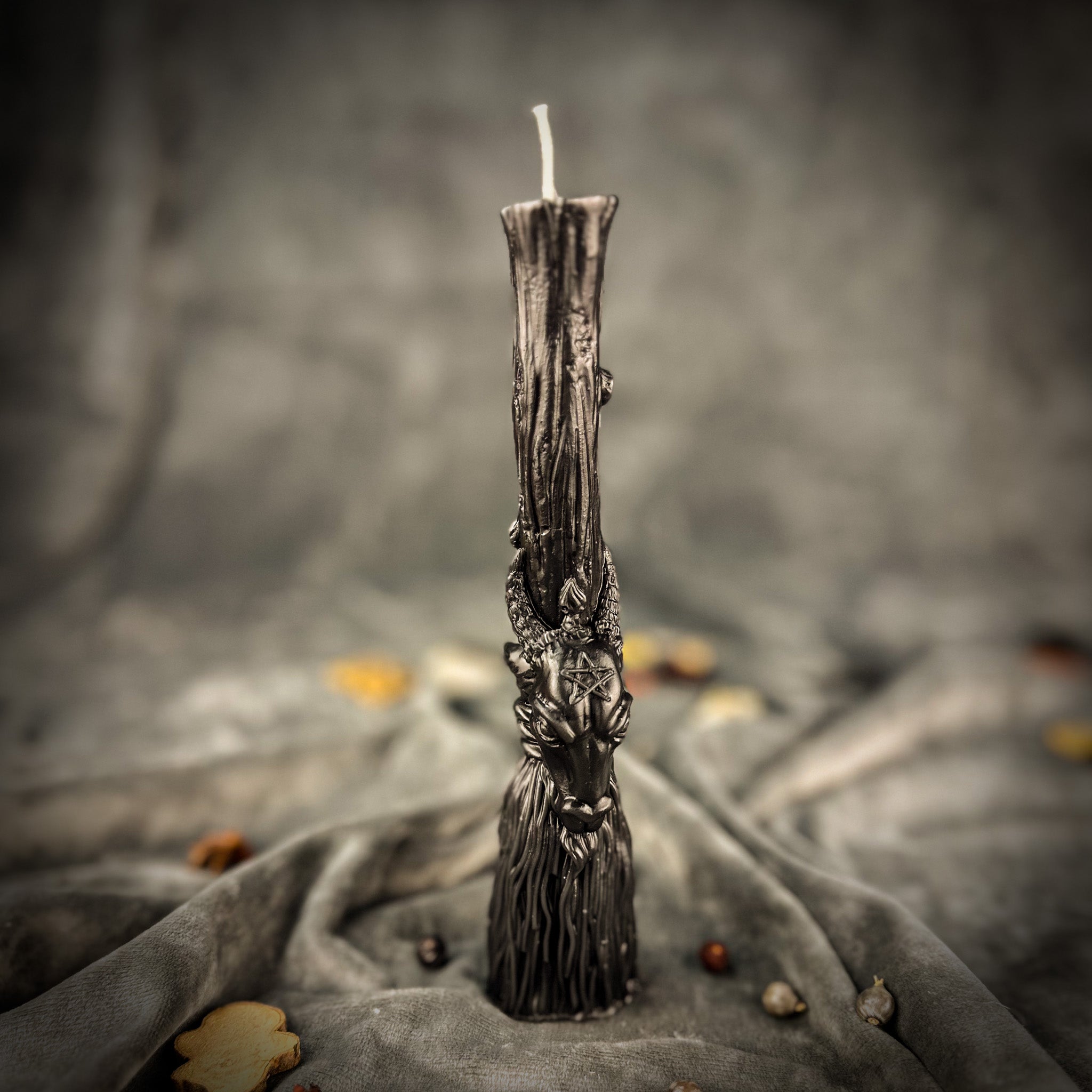 Sacred Goat Broom Candle Spell Kit for banishing and protection, featuring orange candles and ritual tools from Parlour of Wonders.