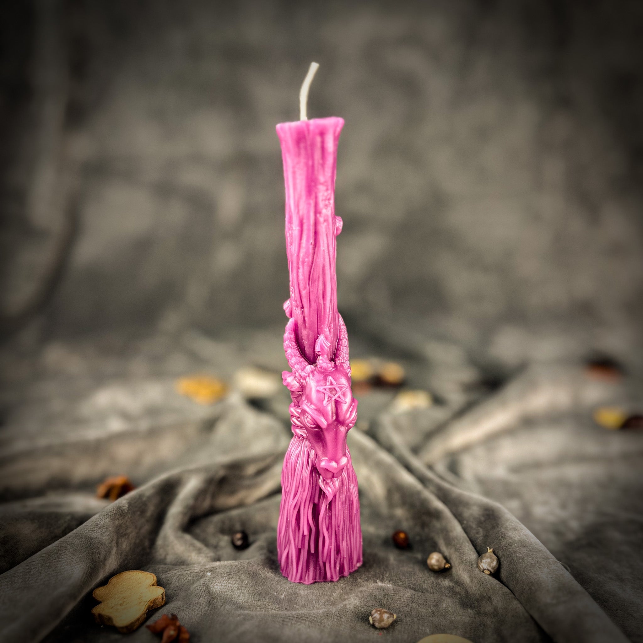 Sacred Goat Broom Candle Spell Kit by Parlour of Wonders with orange candles for banishing and protection rituals.