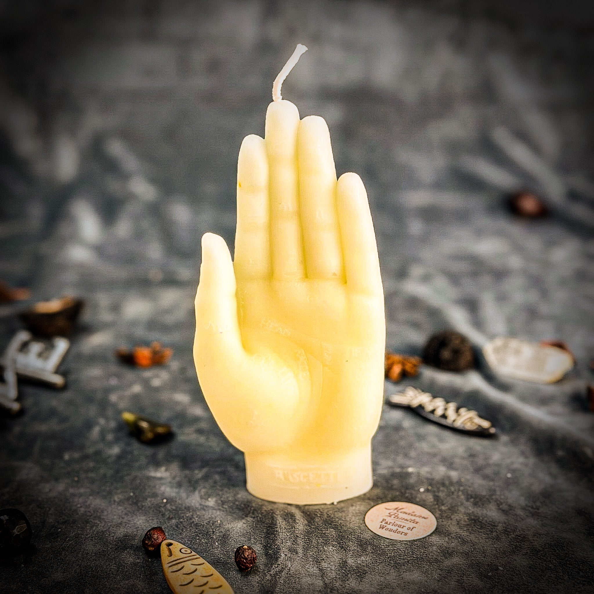 Hand of Fate Candle Spell Kit by Parlour of Wonders, featuring pink candles for destiny and transformation magic.