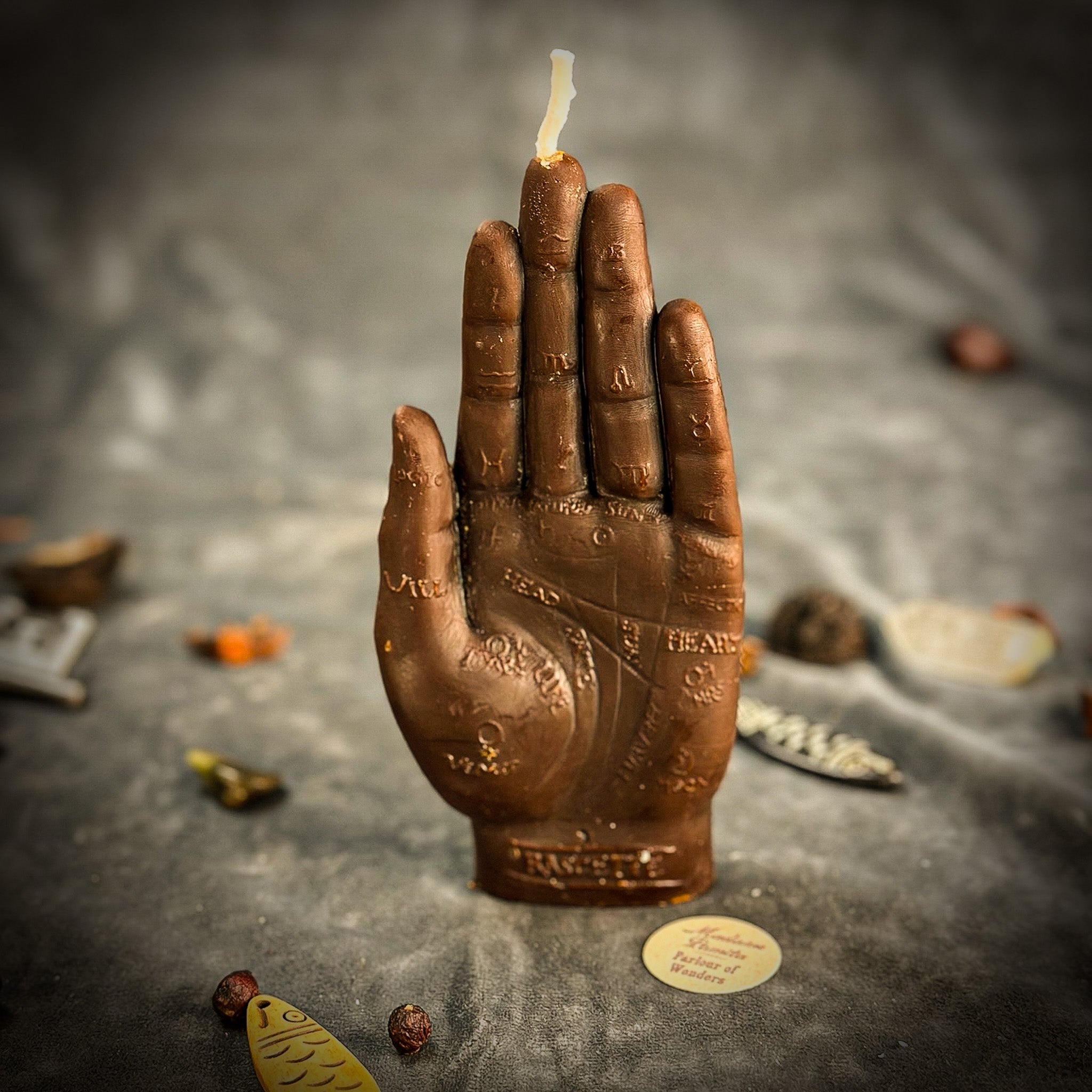 Pink Hand of Fate Candle Spell Kit by Parlour of Wonders featuring candles and tools for destiny and transformation magic.