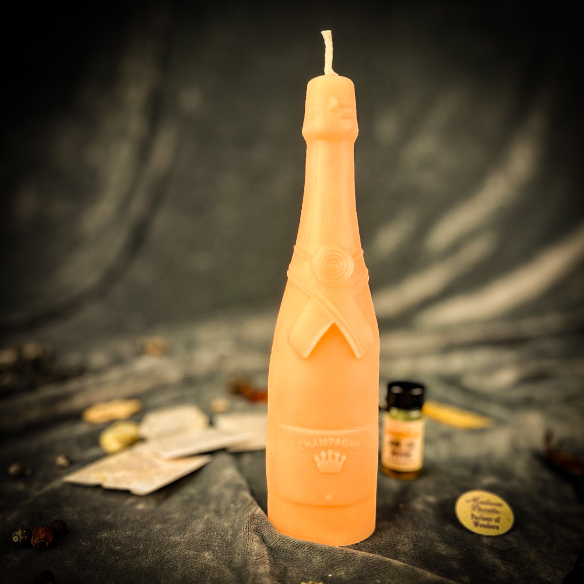 Pink Champagne Celebration Candle Spell Kit by Parlour of Wonders for success and luxury manifestation, includes candles and accessories.