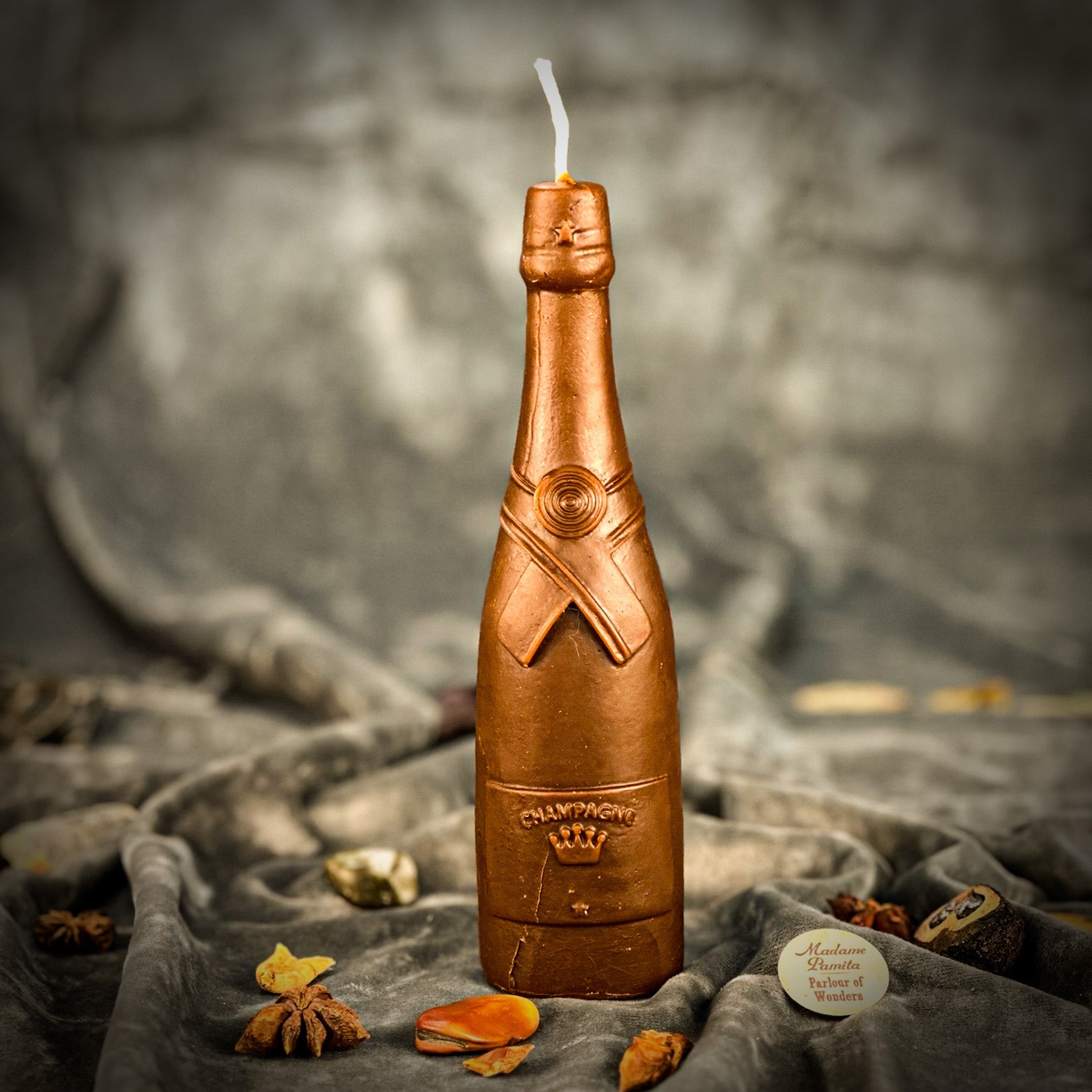 Pink Champagne Celebration Candle Spell Kit by Parlour of Wonders for success, luxury, and manifestation, featuring candles and ritual tools.