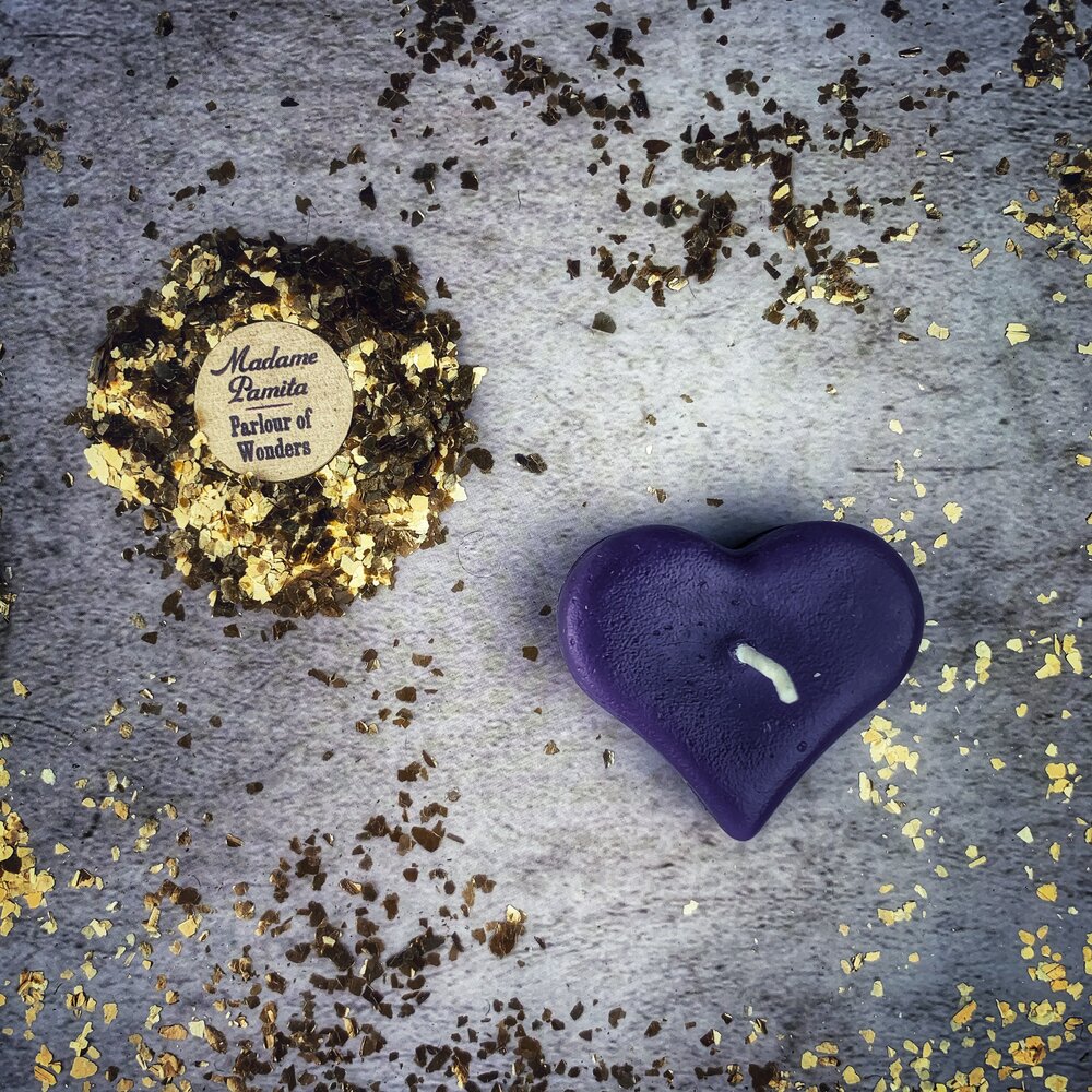 Mini Heart Candle Spell Kit by Parlour of Wonders with pink candles for love influence and emotional healing magic.