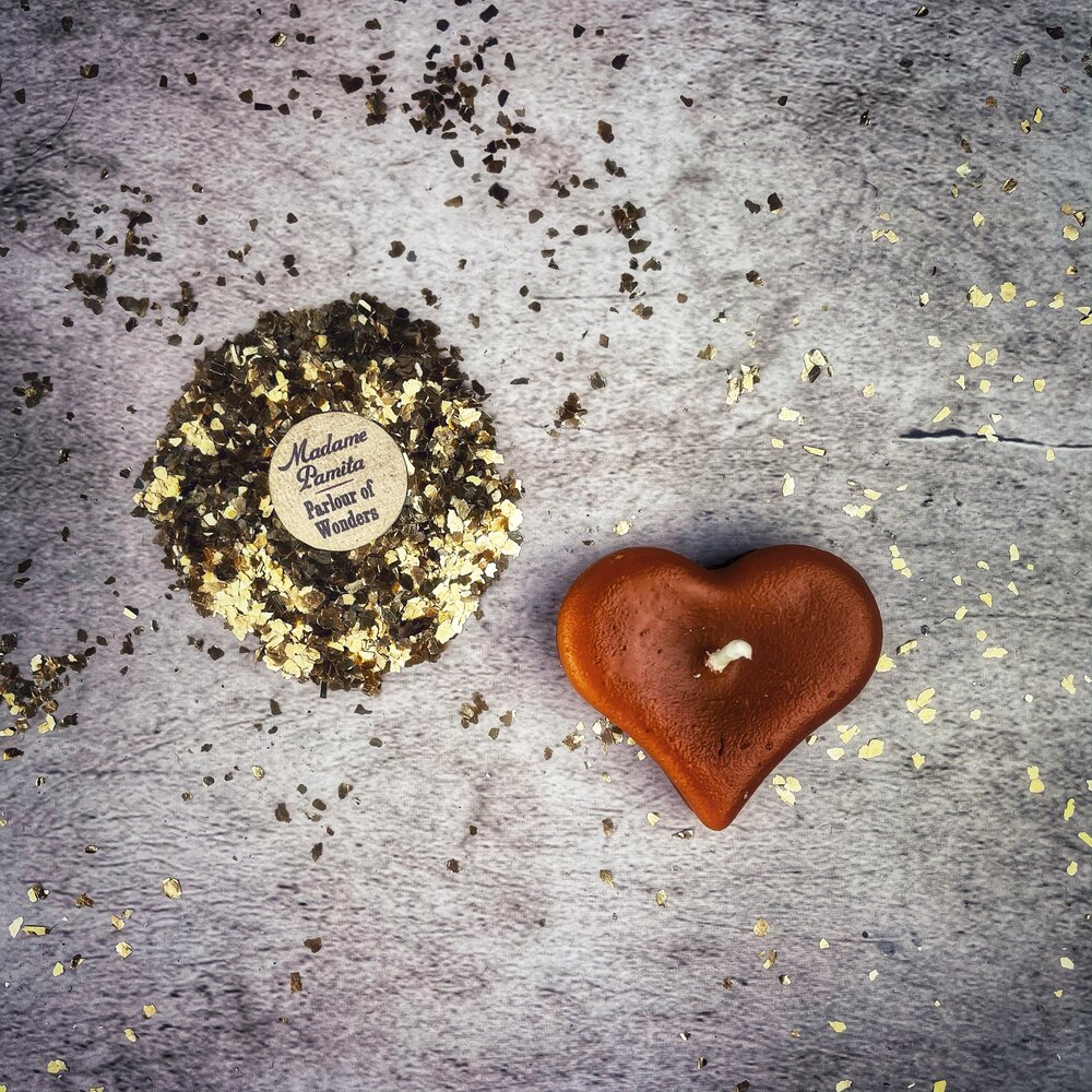 Mini Heart Candle Spell Kit by Parlour of Wonders with pink candles for love influence and emotional healing magic.