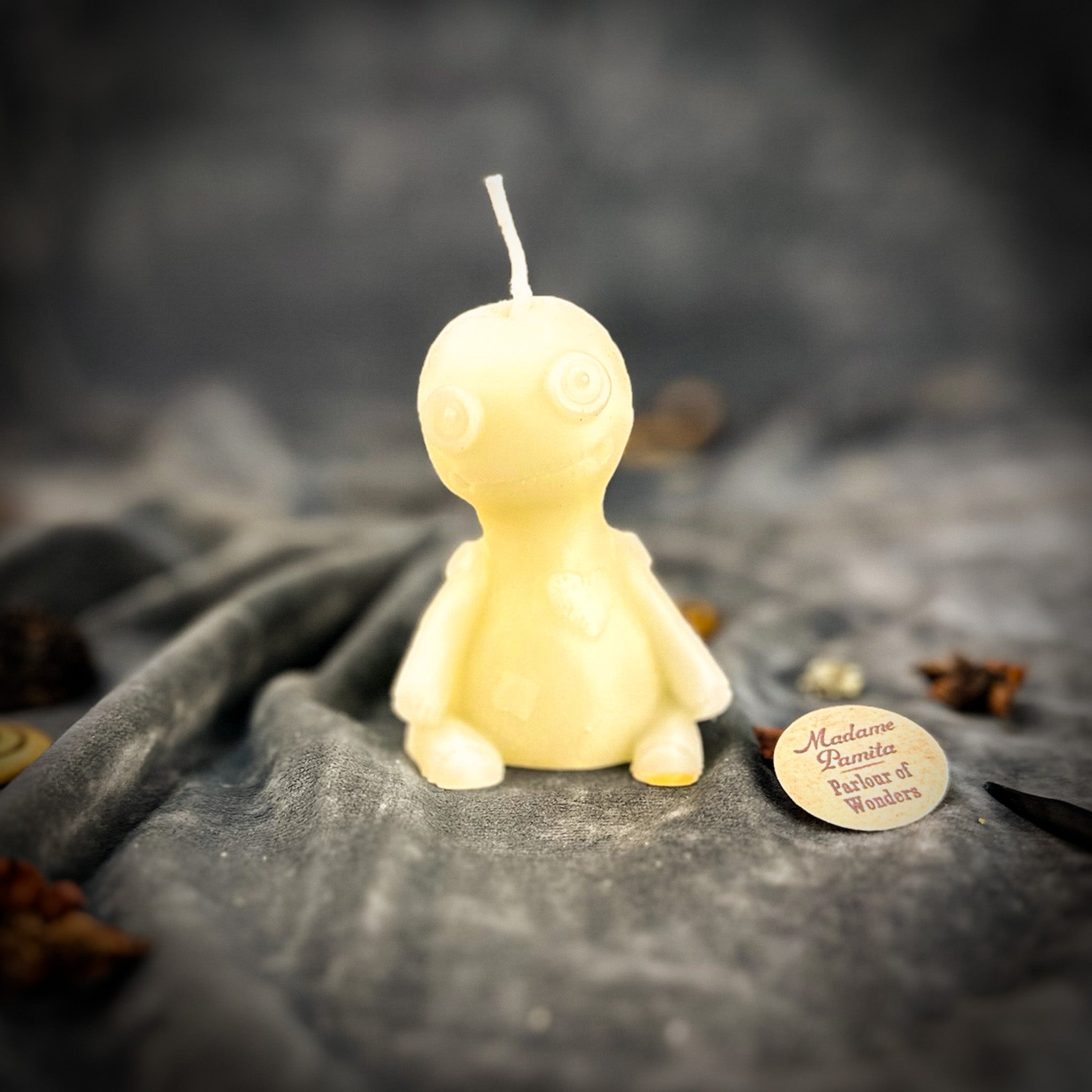 Purple Love Poppet Candle Spell Kit by Parlour of Wonders, includes candle, herbs, and tools for sympathetic magic and influence.
