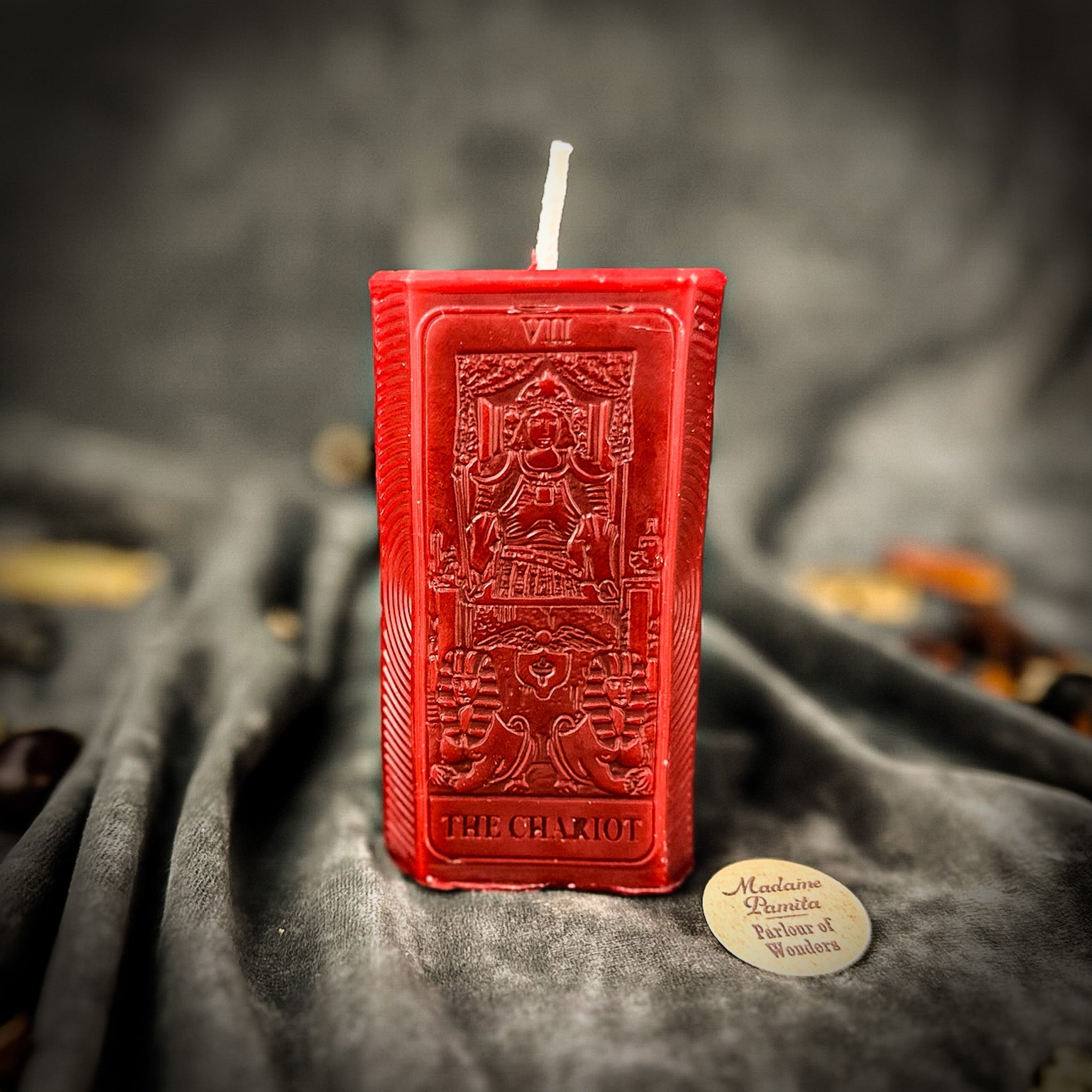 Purple Candle Spell Kit for victory and determination, featuring candles and tools from Parlour of Wonders' Chariot Magic collection.