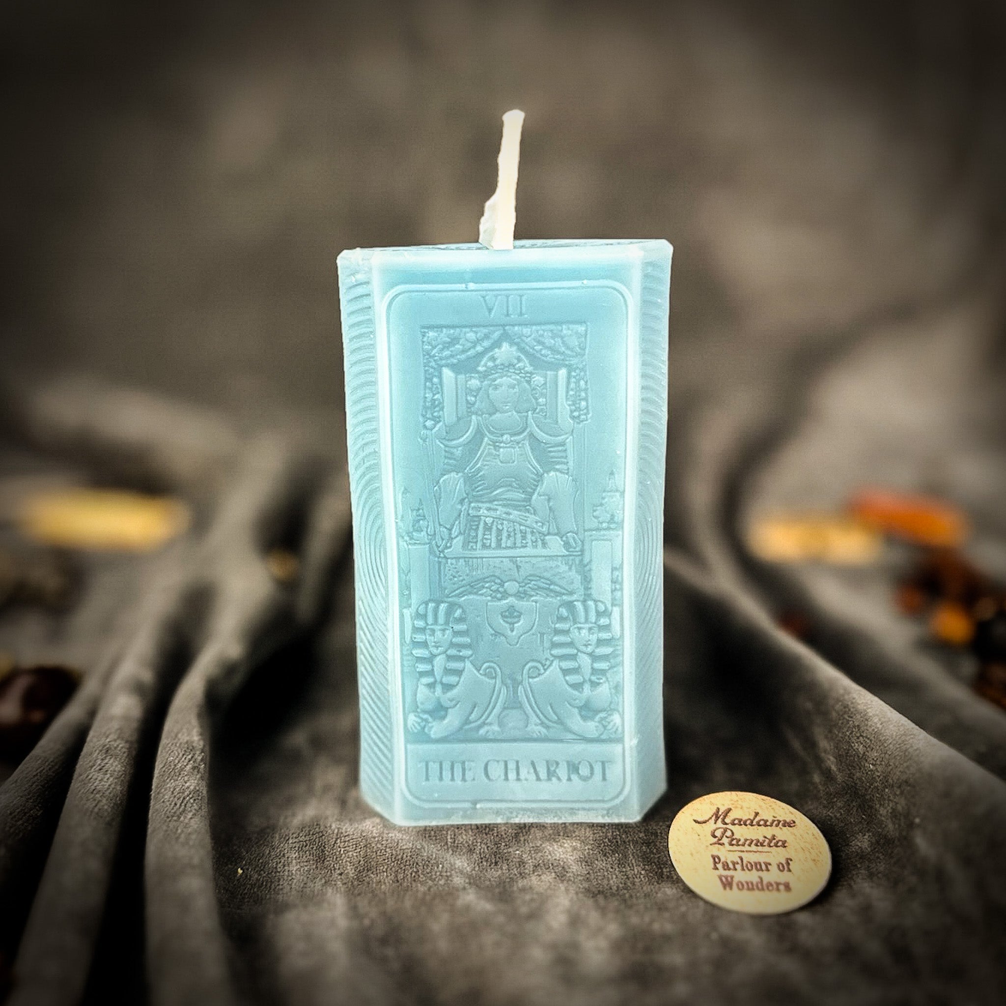 Purple Candle Spell Kit by Parlour of Wonders with candles and tools for victory and determination magic.