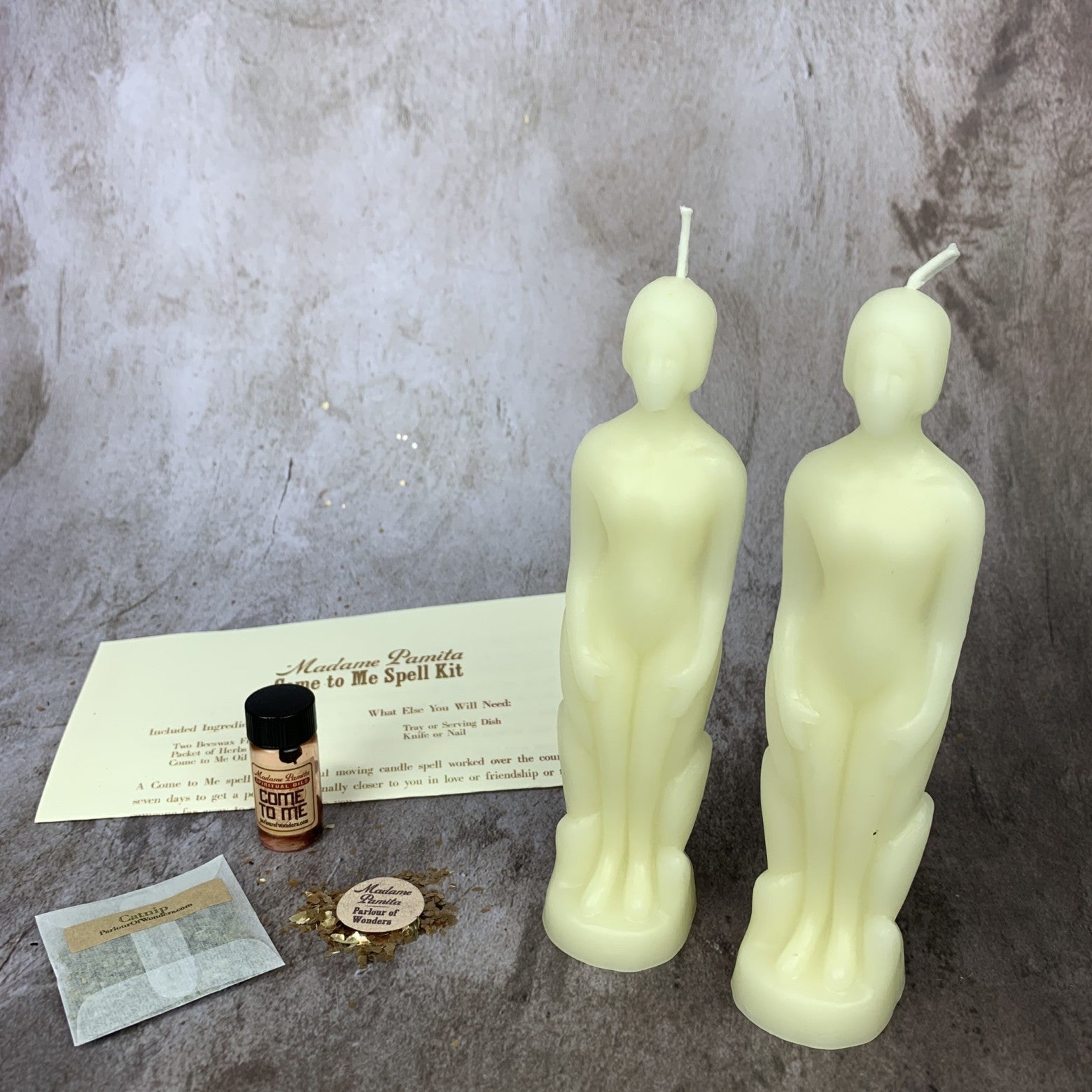Come to Me Candle Spell Kit by Parlour of Wonders with purple candles for attracting love and passion.