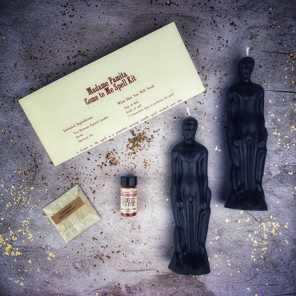 Purple Candle Spell Kit by Parlour of Wonders with candles and ritual items for attracting love and passion between males