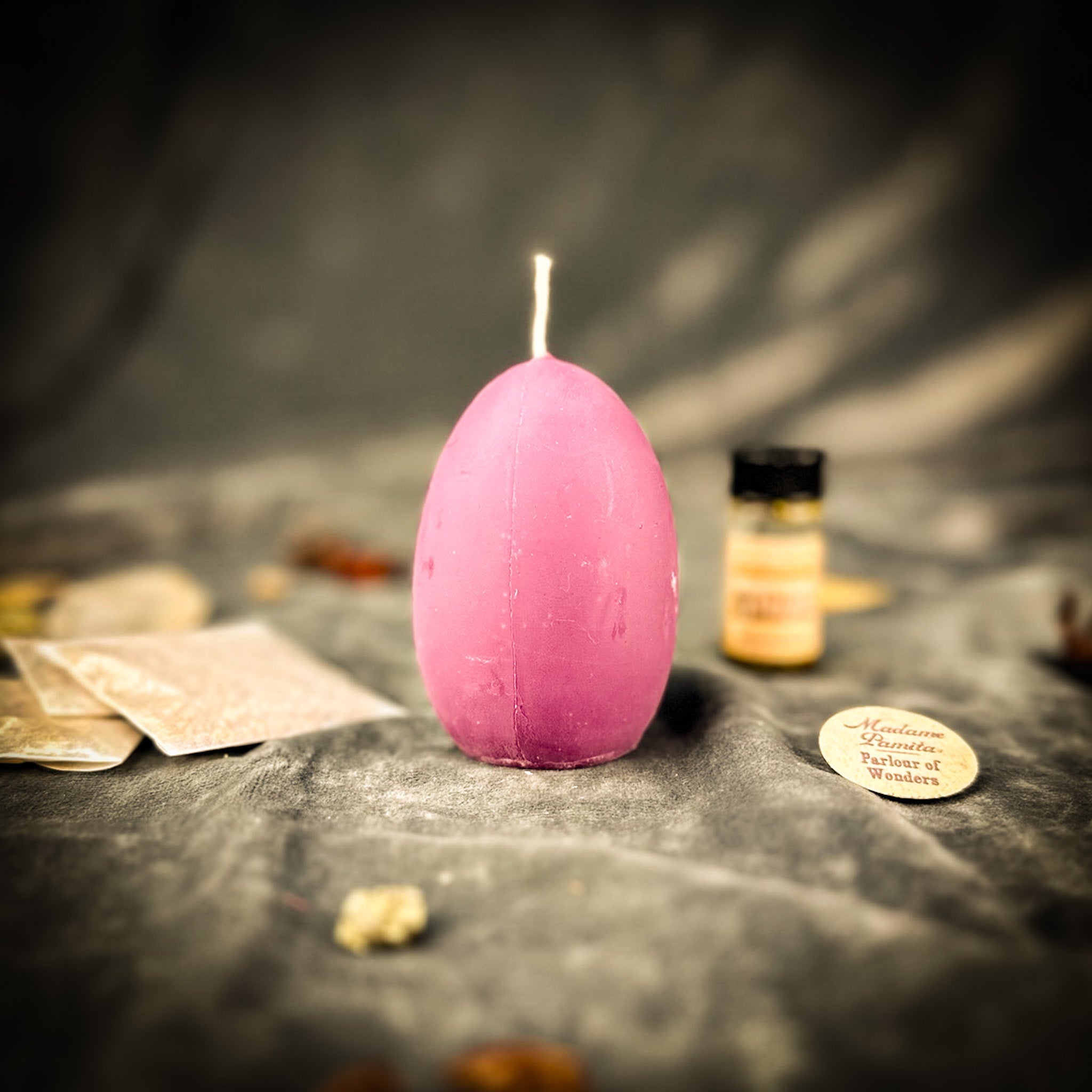 Purple Egg Talisman Candle Spell Kit from Parlour of Wonders for new beginnings and fertility magic, includes candles and ritual tools.