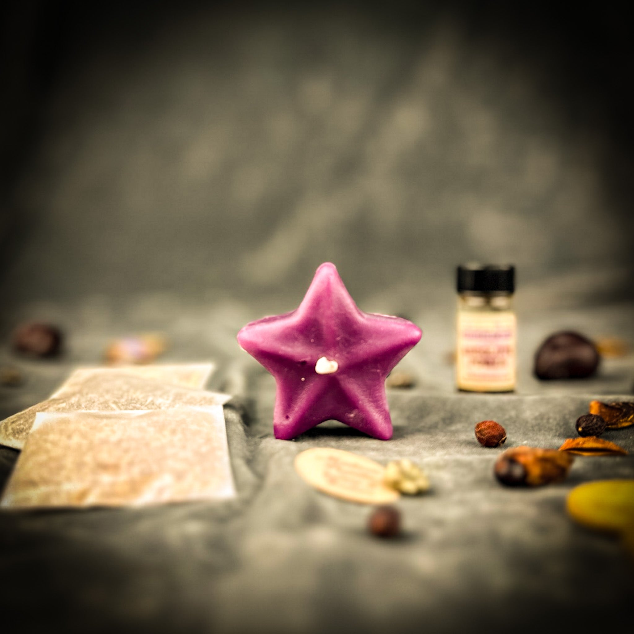 Purple Sister Star Candle Spell Kit by Parlour of Wonders for protection and spiritual power magic, featuring candles and ritual tools.