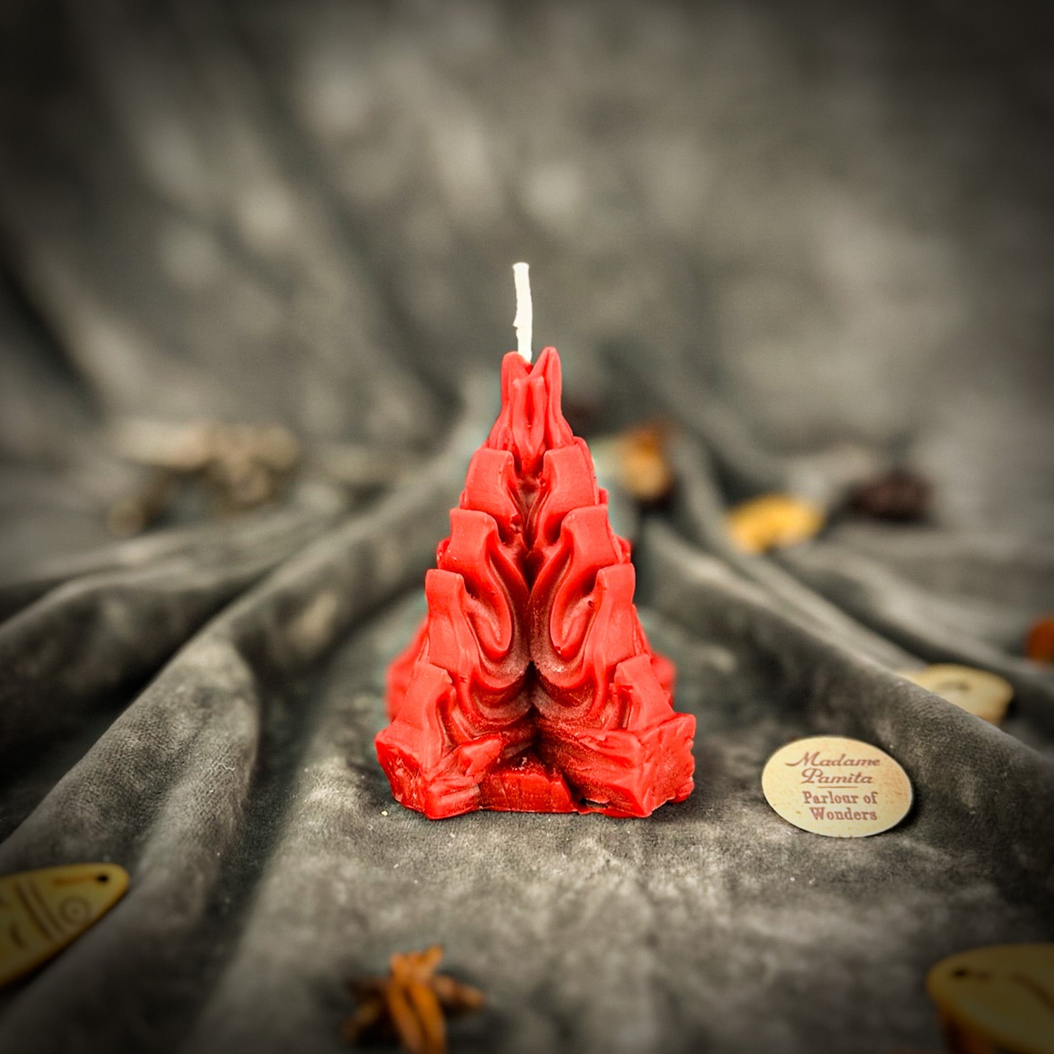 Living Fire Candle Spell Kit by Parlour of Wonders with purple candles for purification and transformation rituals.