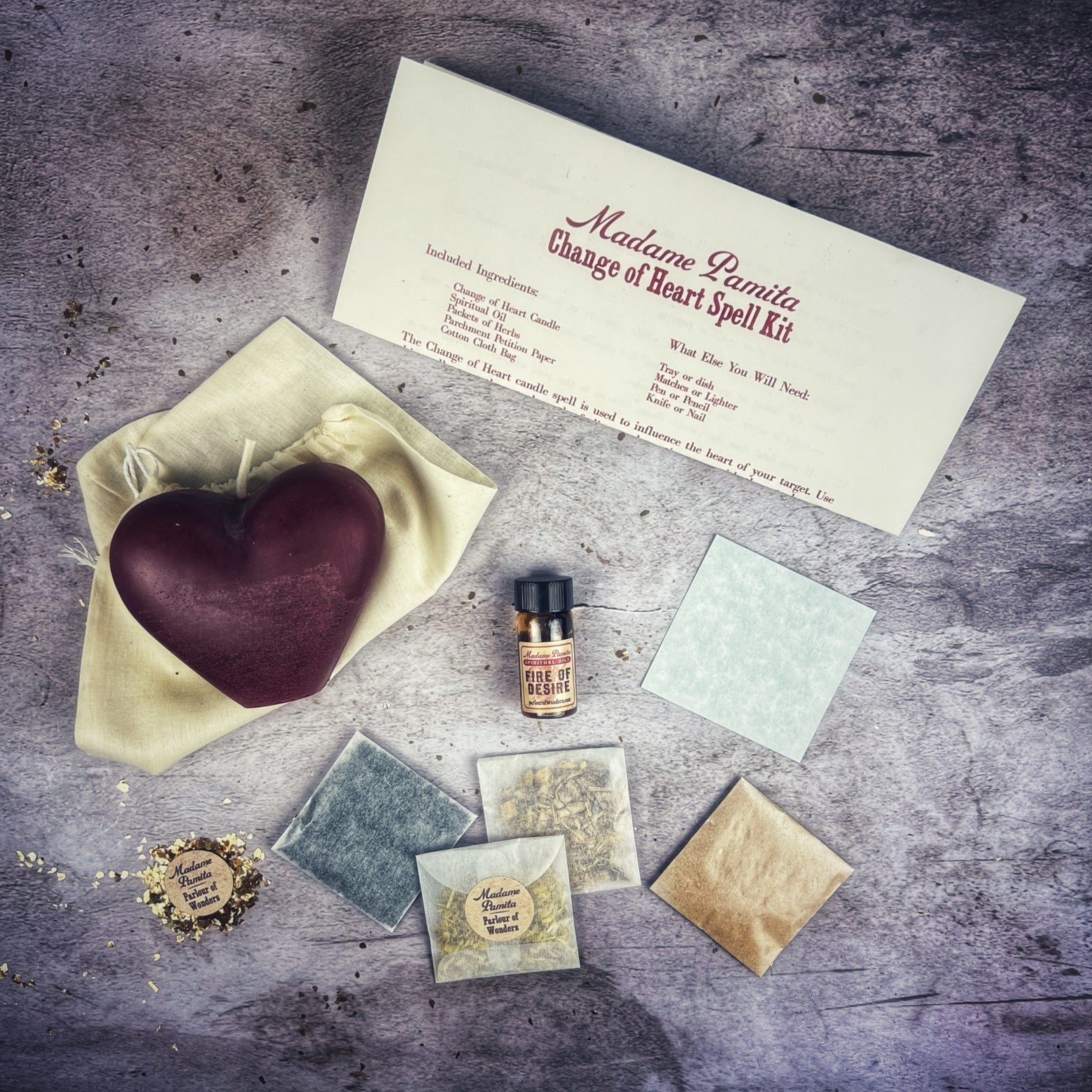 Red Passion Change of Heart Candle Spell Kit by Parlour of Wonders for love reconciliation and emotional healing.