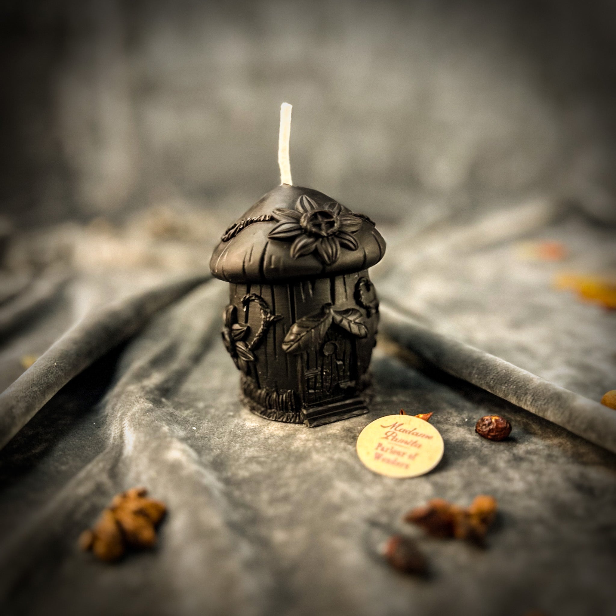Parlour of Wonders Love Shack Fairy Hut Candle Spell Kit with red candles and magical symbols for romance and attraction spells.