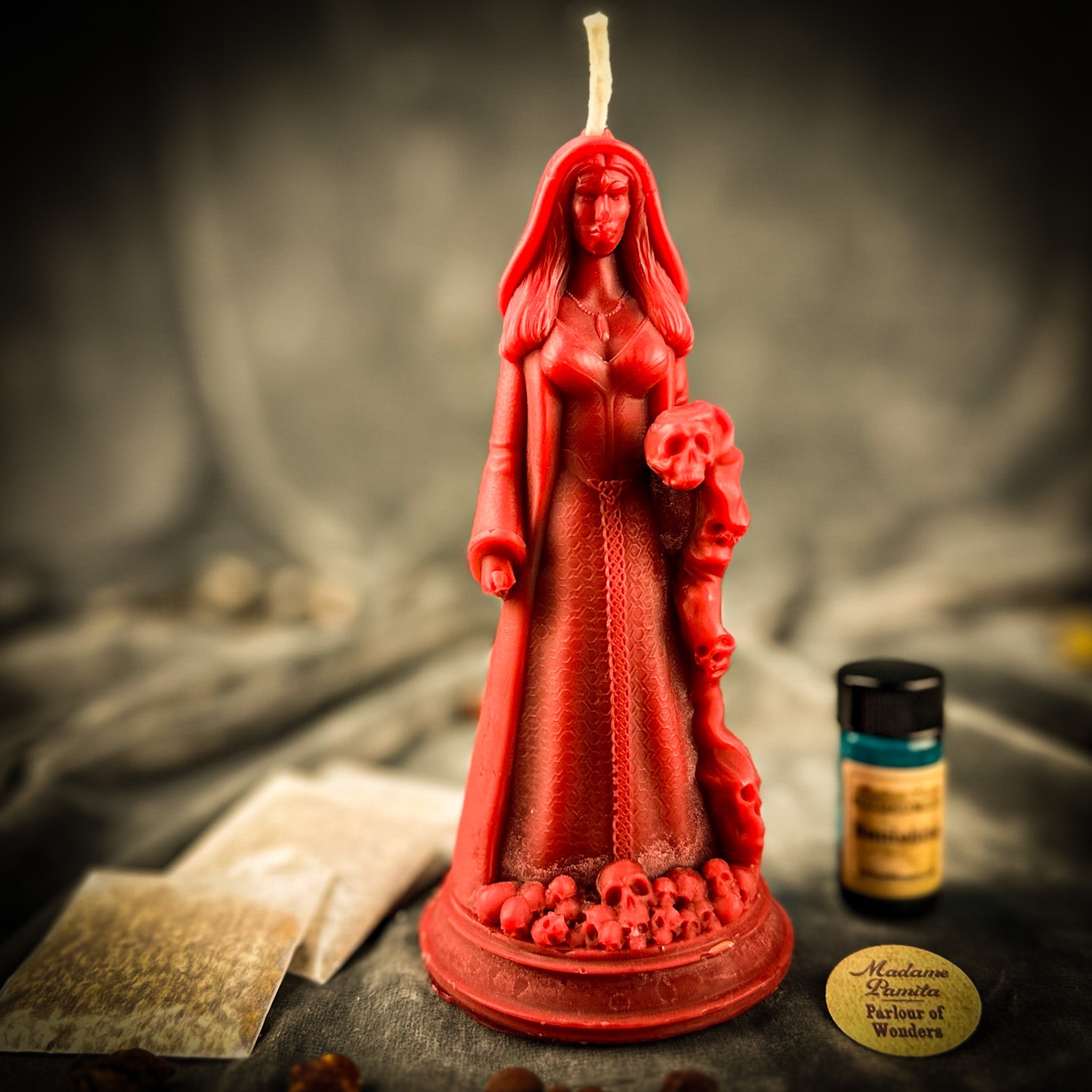Red Passion Mara Winter Transformation Candle Spell Kit by Parlour of Wonders, featuring candles and tools for spell work.
