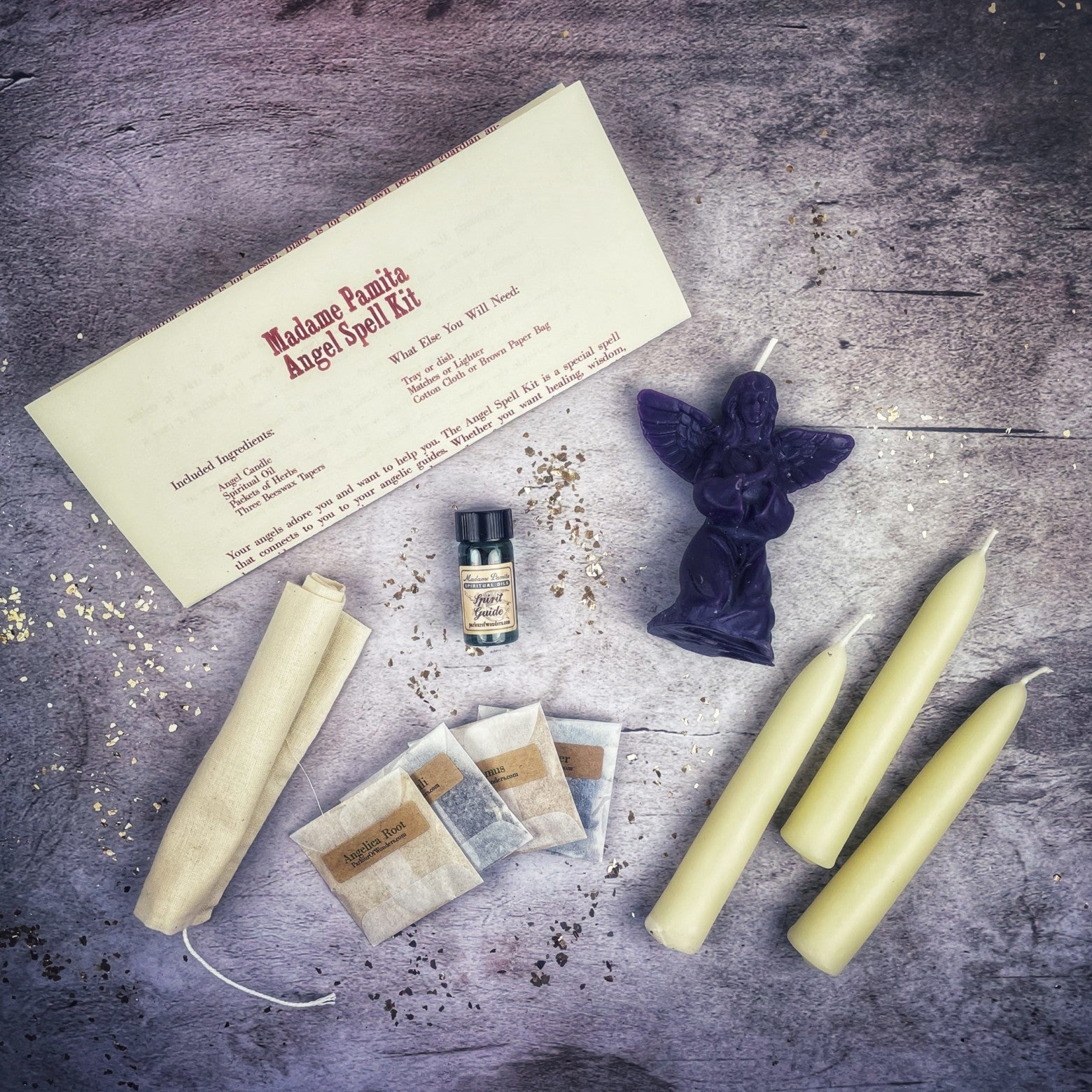 Red Angel Candle Spell Kit by Parlour of Wonders for connecting with spirit guides and divine blessings, featuring angel-themed candles.