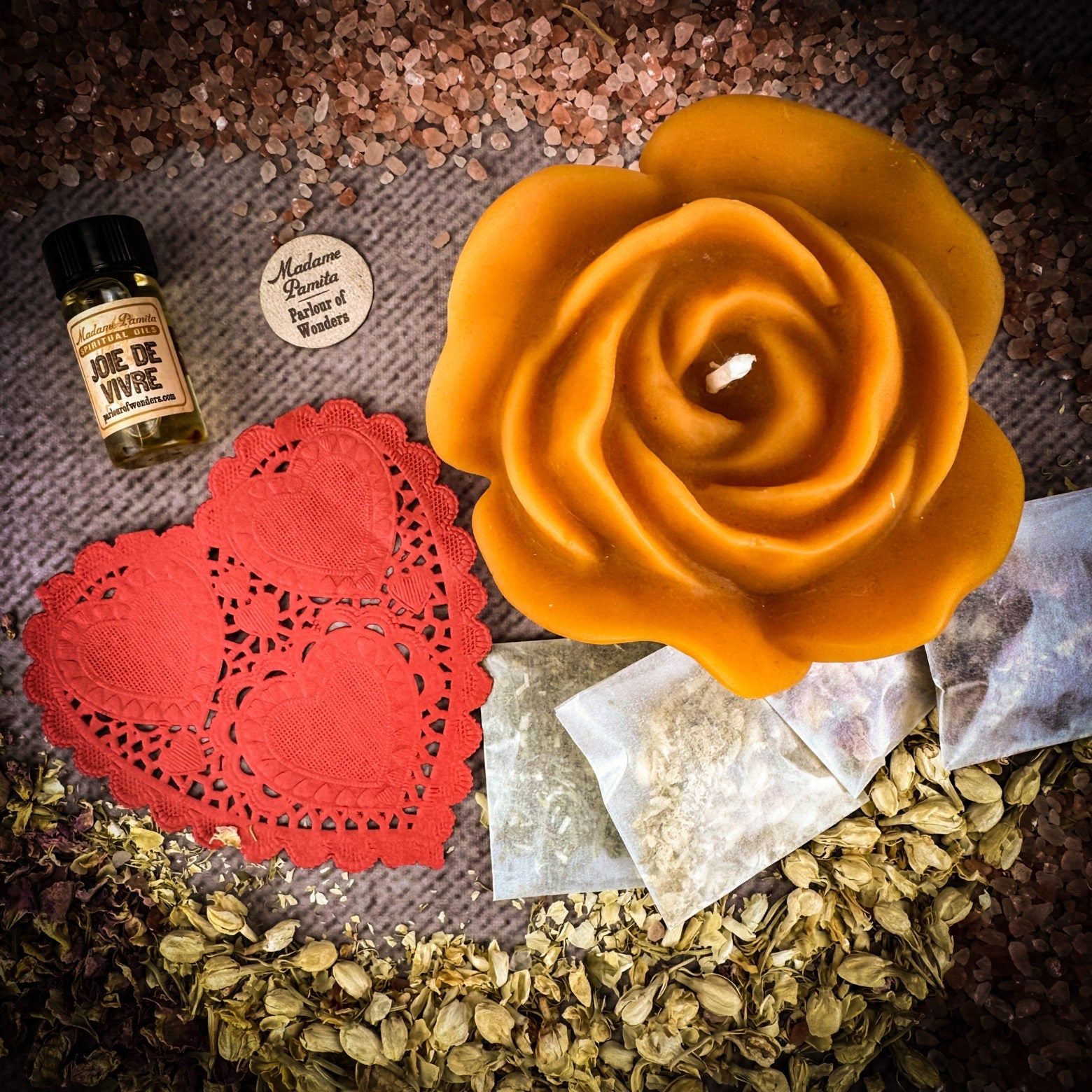 Rose Romance Candle Spell Kit by Parlour of Wonders, featuring yellow candles for love and romance magic.