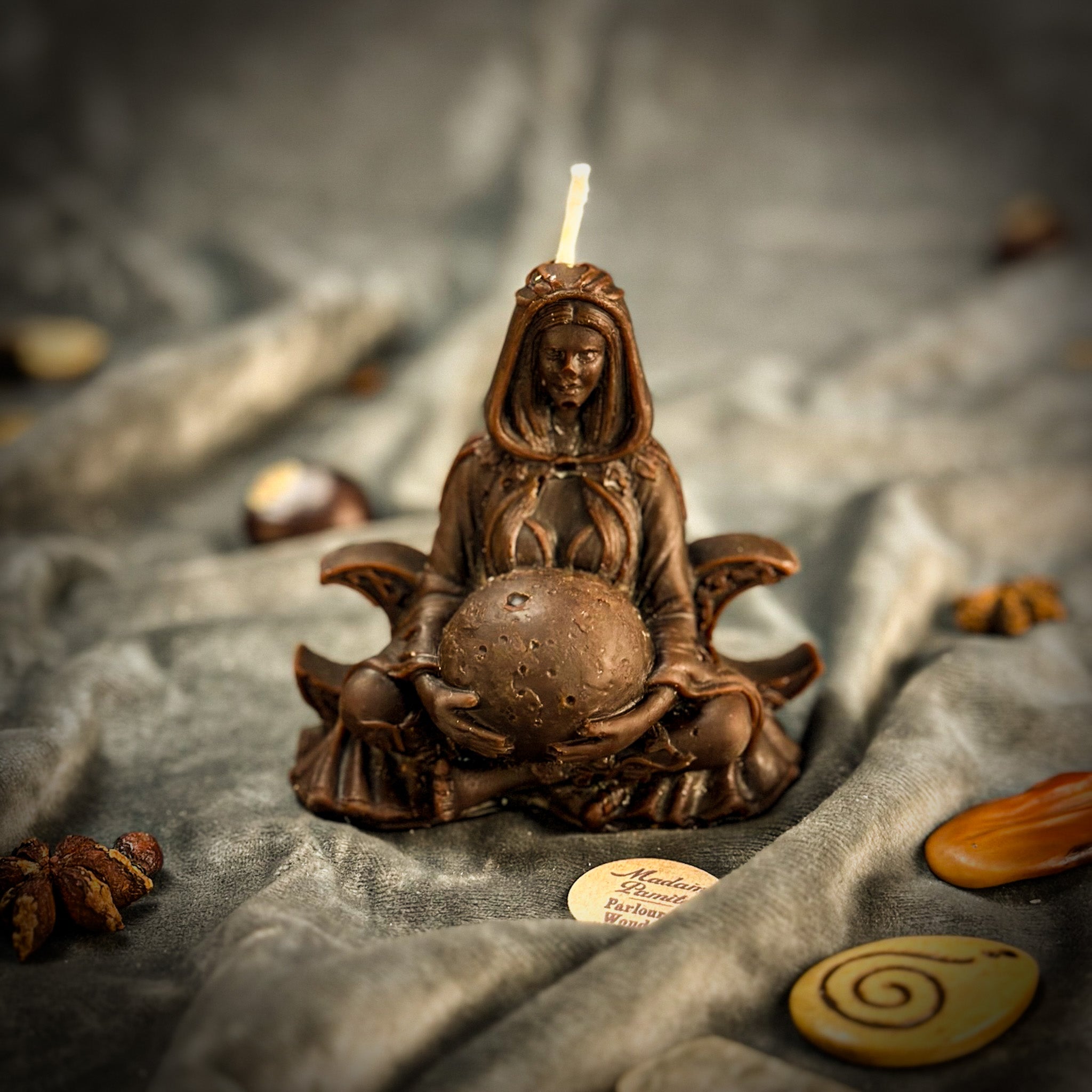 Yellow Moon Goddess Candle Spell Kit by Parlour of Wonders featuring candles and tools for lunar magic and divine feminine energy.