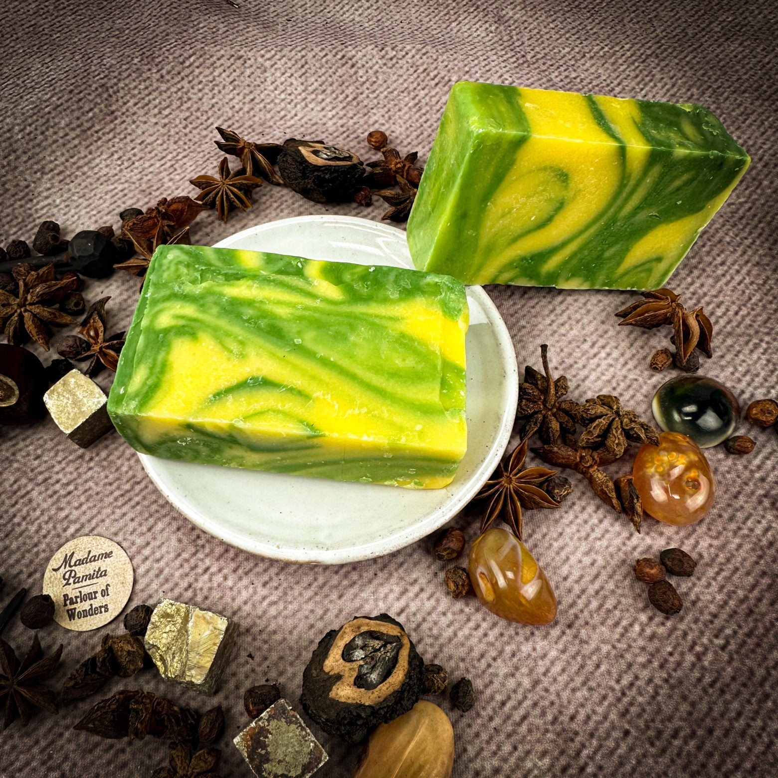 Good Luck Lucky Spell Soap by Parlour of Wonders featuring a decorative soap with mystical design and vibrant colors.