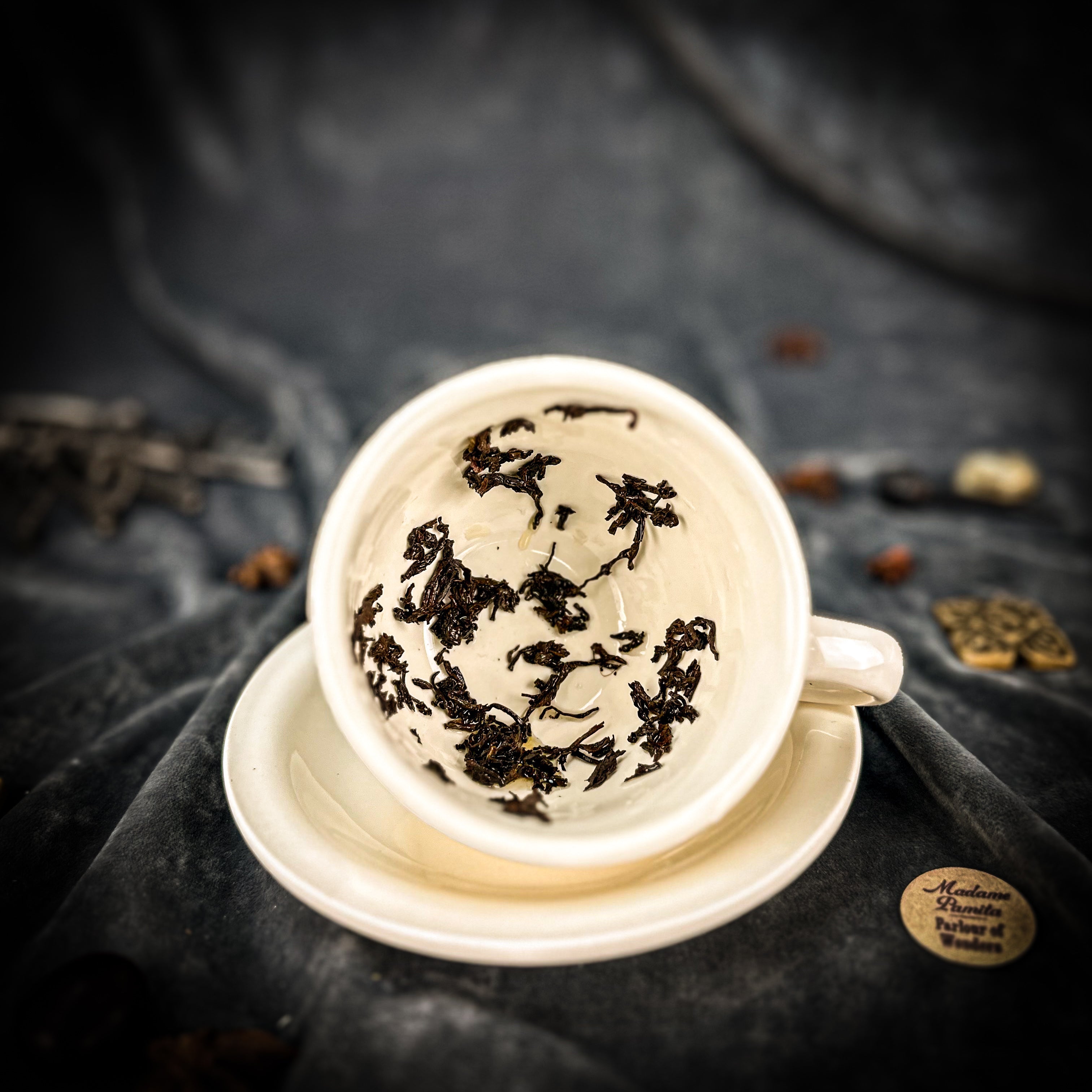 Deluxe Tea Leaf Reading Kit by Parlour of Wonders with tea leaves, reading tools, and instruction guide for tea reading.