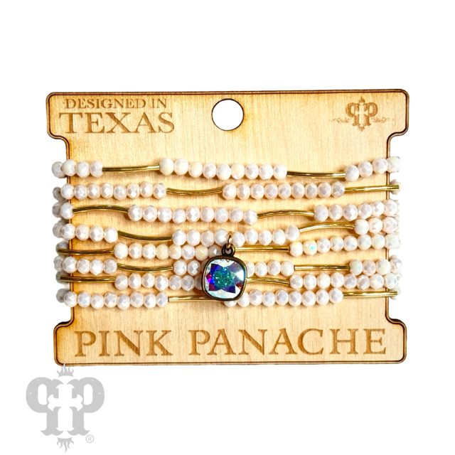 Pink Panache black crystal and tube bead bracelet set with Austrian crystals, stylish jewelry for elegant wristwear.