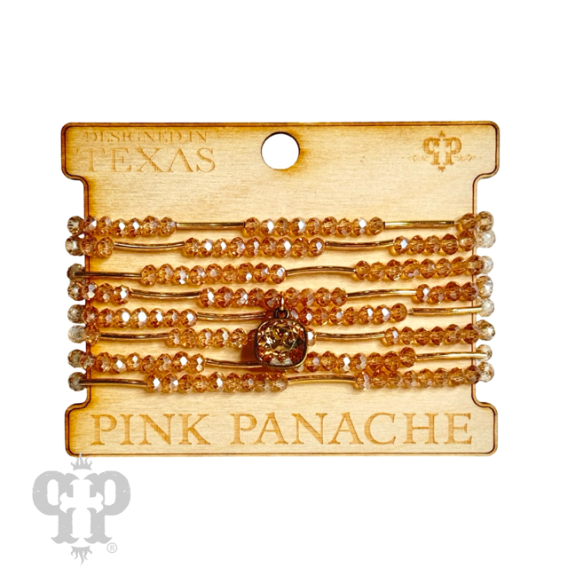 Pink Panache Brands crystal and tube bead bracelet set featuring black Austrian crystals and elegant design.