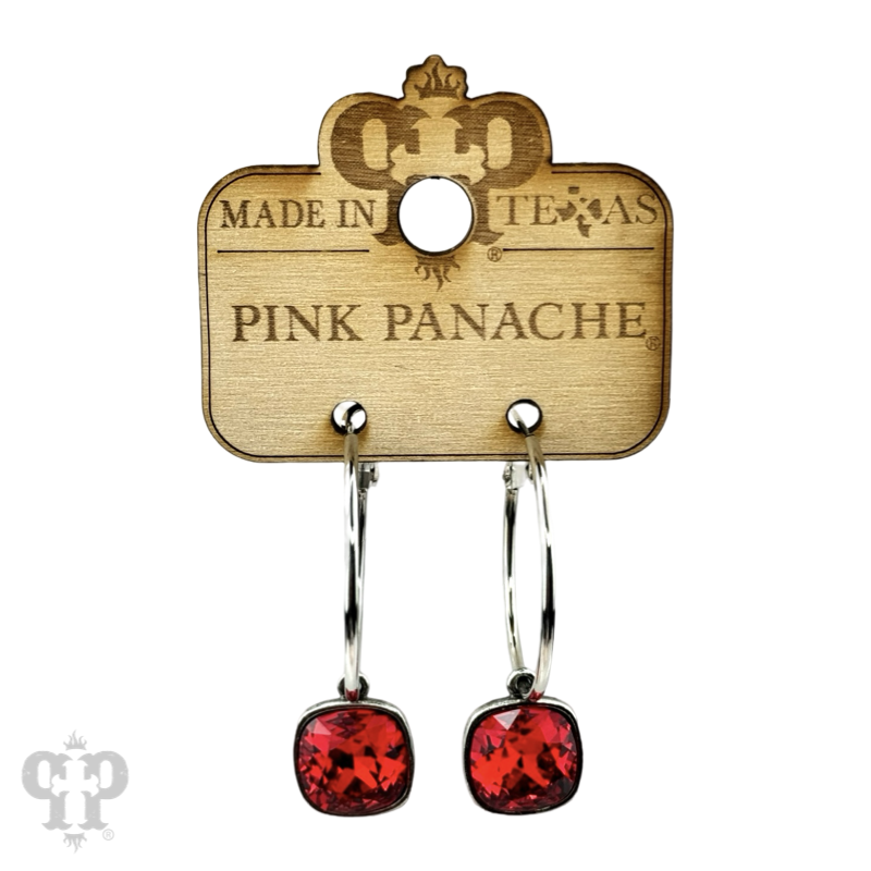 Pink Panache Brands square Austrian crystal hoop earring, 12mm, bronze-tone jewelry with sparkling crystal accents.