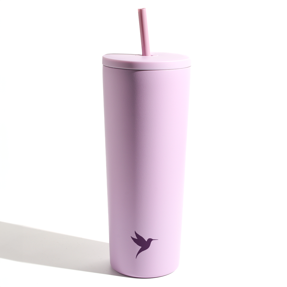 Dark purple Plum Deluxe Tea hot and cold tumbler with lid, designed for hot and iced tea, portable and durable.