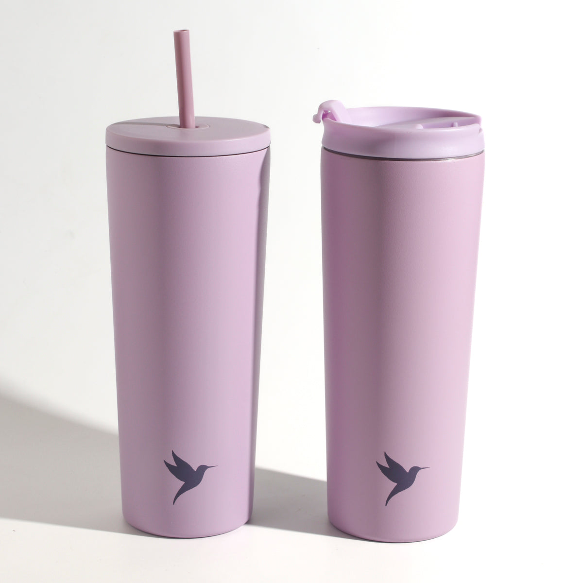 Dark purple Plum Deluxe Tea hot and cold tumbler with lid, designed for hot and iced tea, featuring a sleek, portable design.