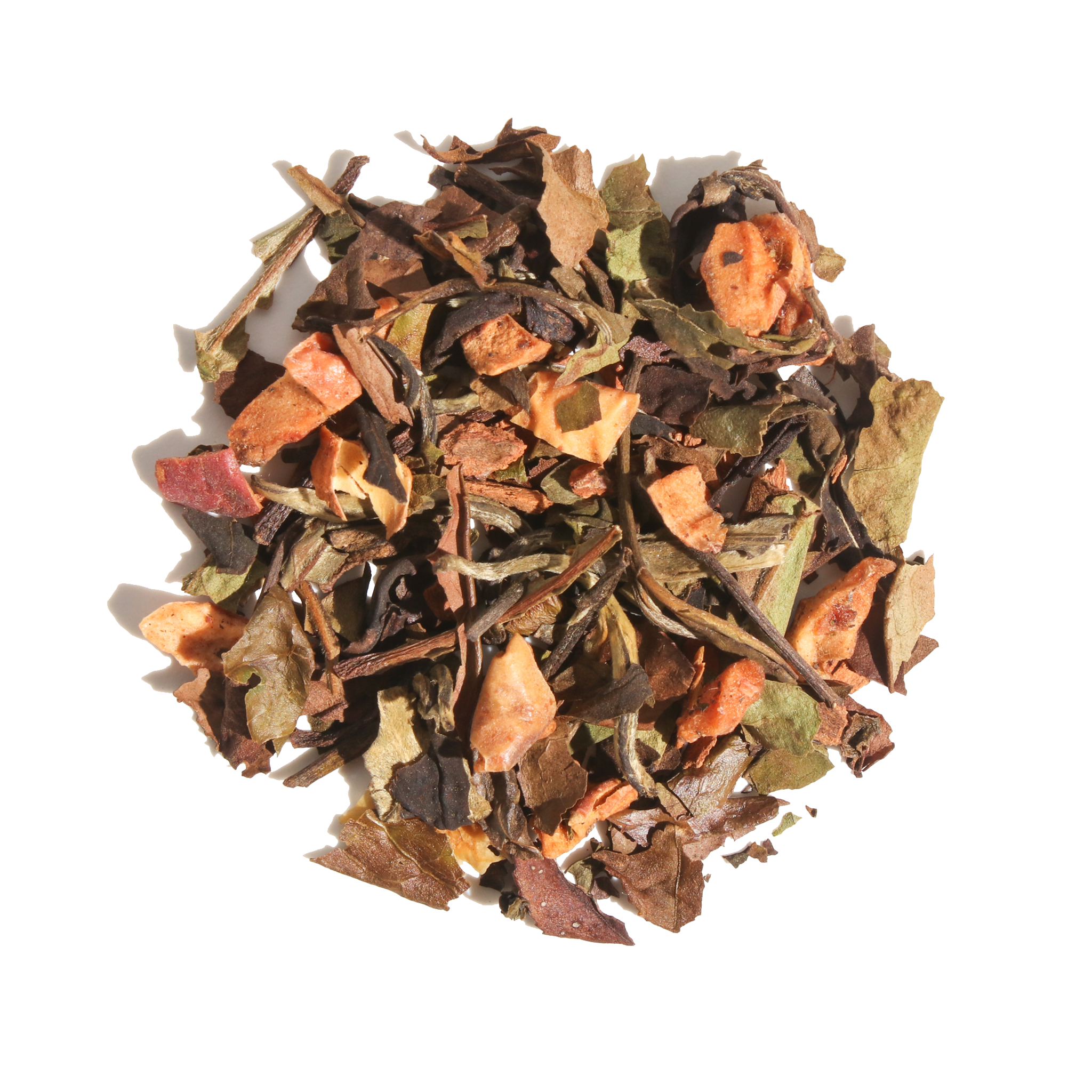 A tin of Plum Deluxe Bookshop Blend White Tea with cinnamon and black currant flavor, displayed with a tea cup and tea leaves.