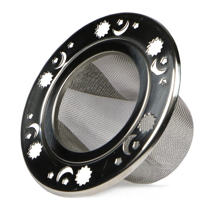 Celestial Mesh Nest Tea Infuser by Plum Deluxe Tea, a stainless steel tea infuser with a celestial-inspired mesh design for steeping loose tea.